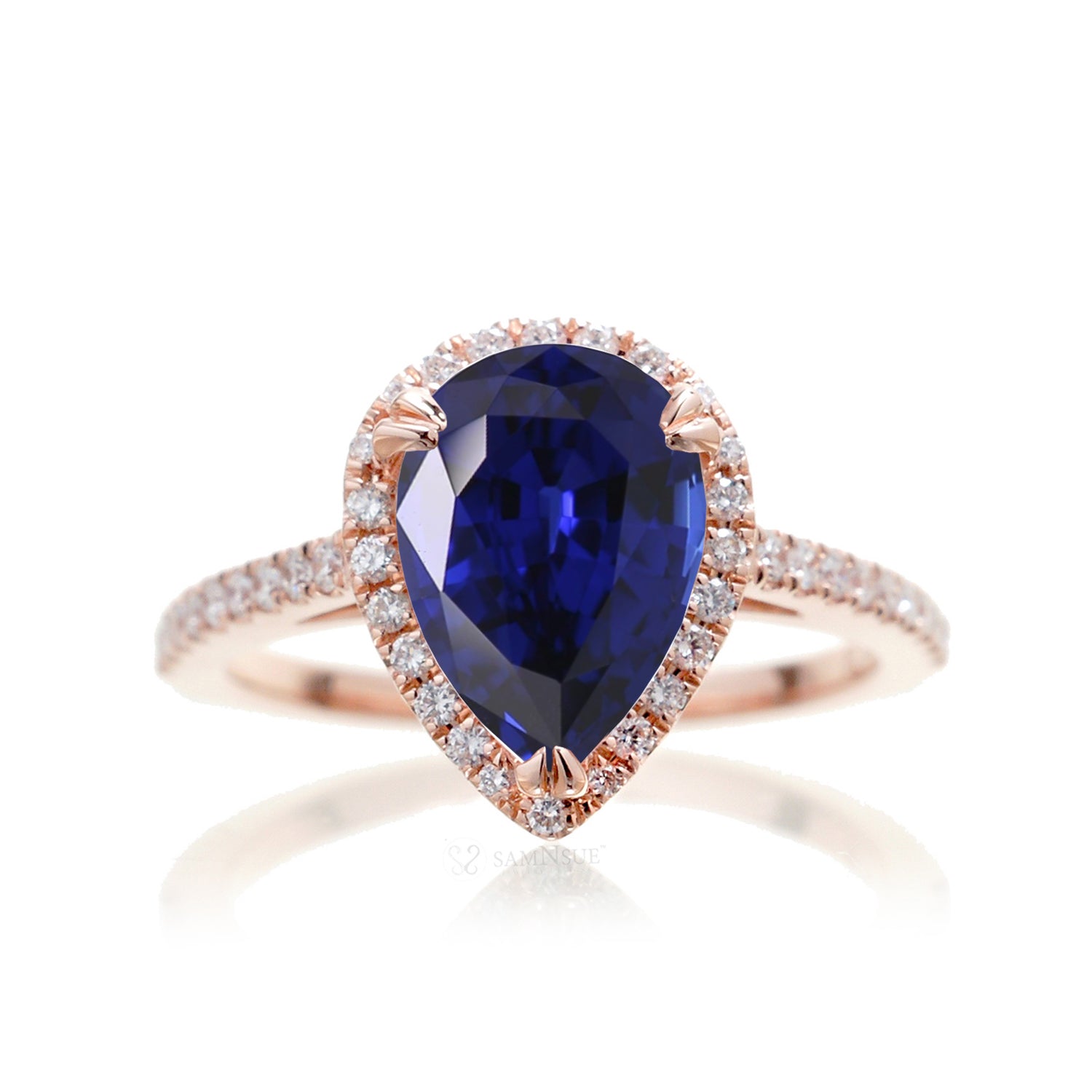 The Signature Pear Lab Grown Blue Sapphire