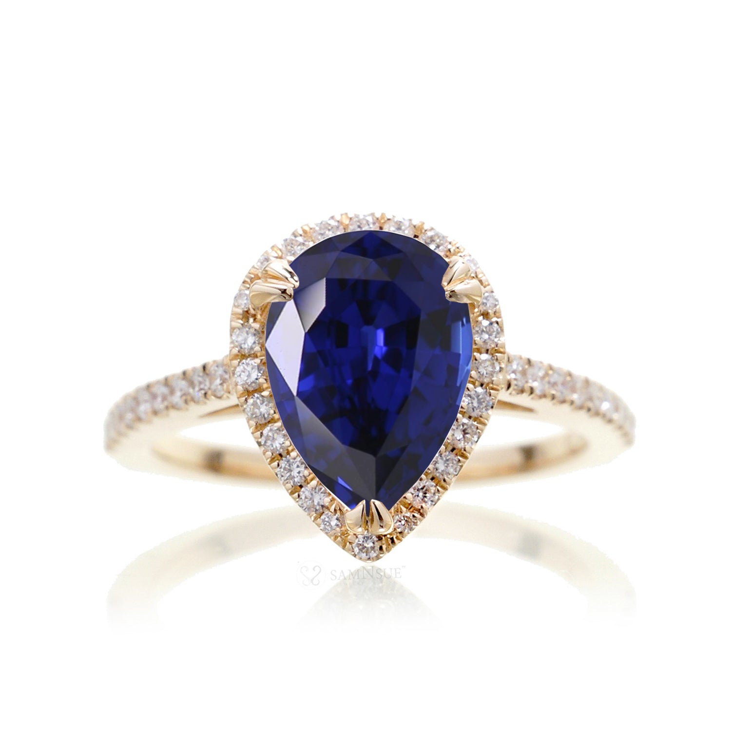 The Signature Pear Lab Grown Blue Sapphire