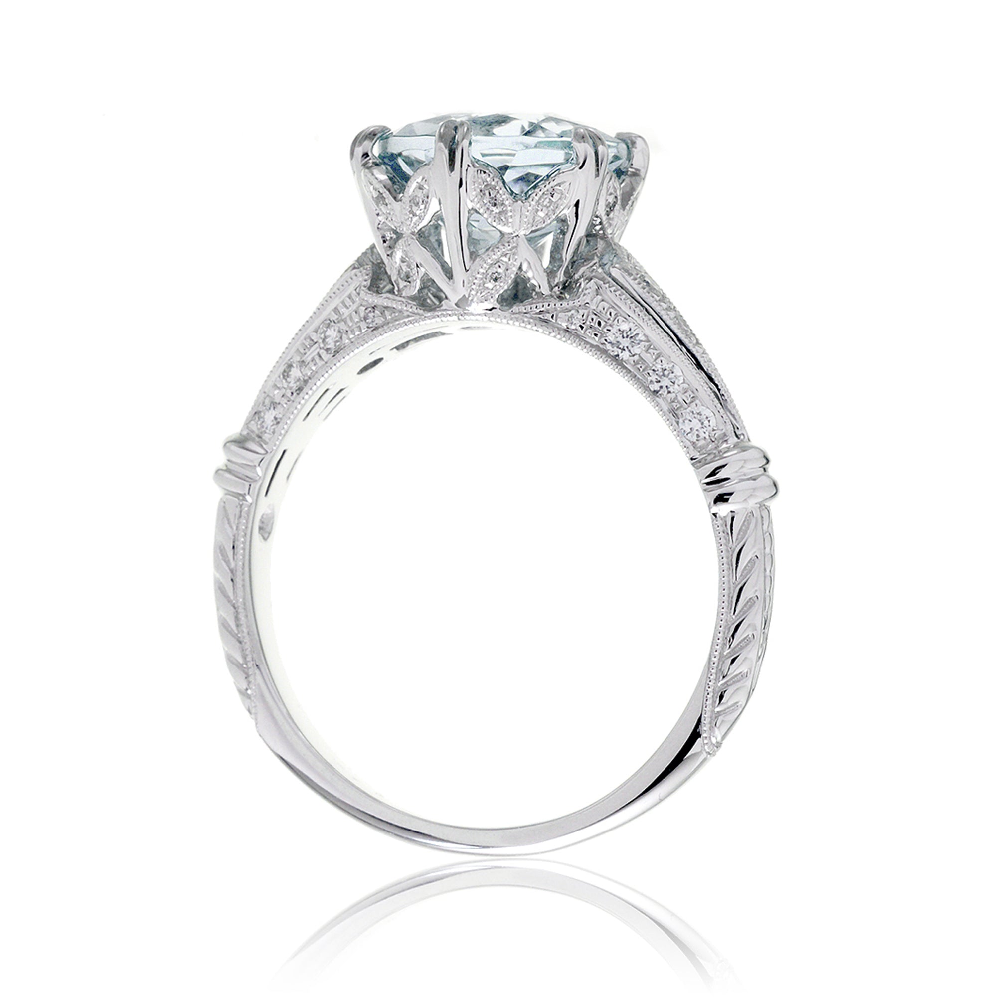 The Crown Round Cut Aquamarine Ring