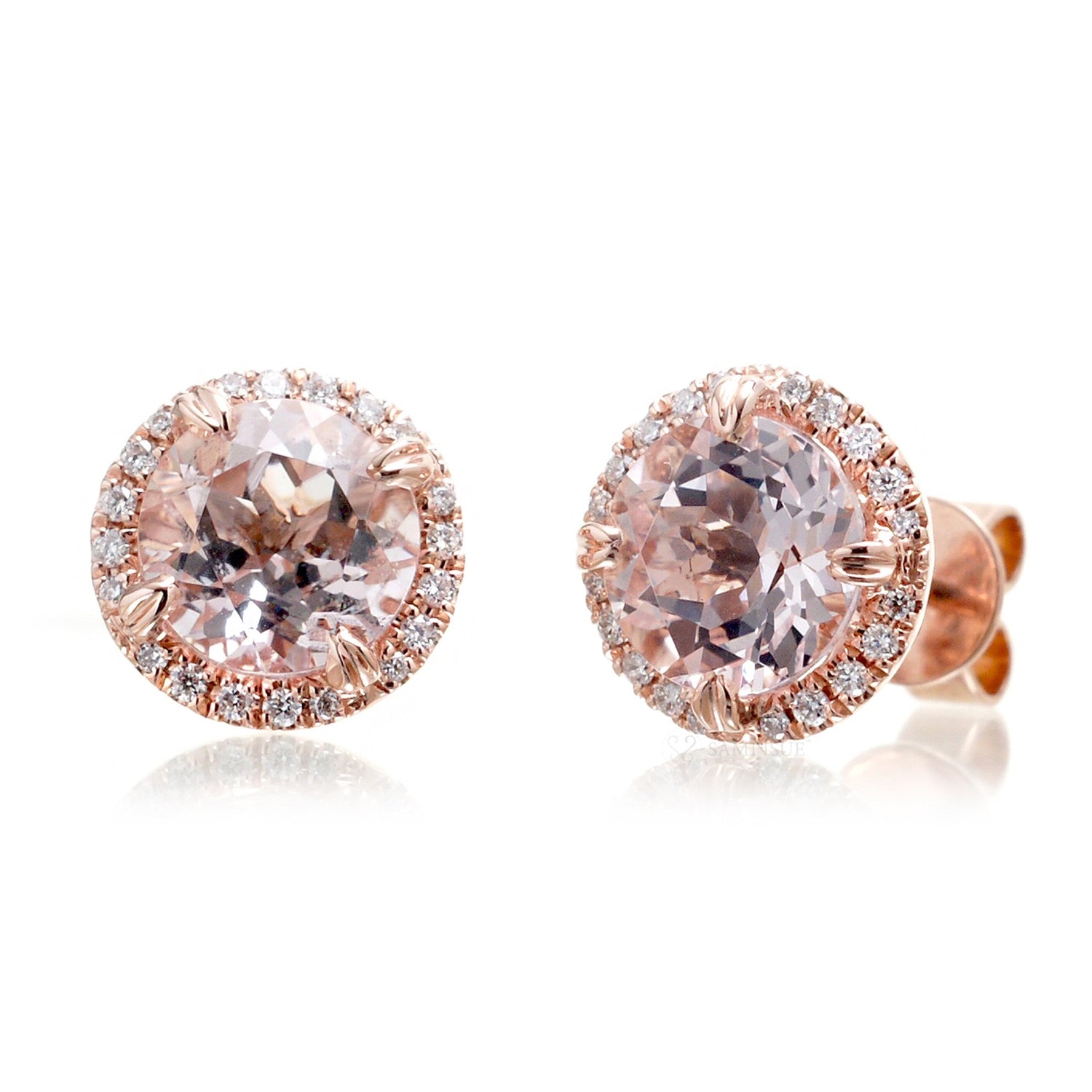 The Signature Round Morganite Studs