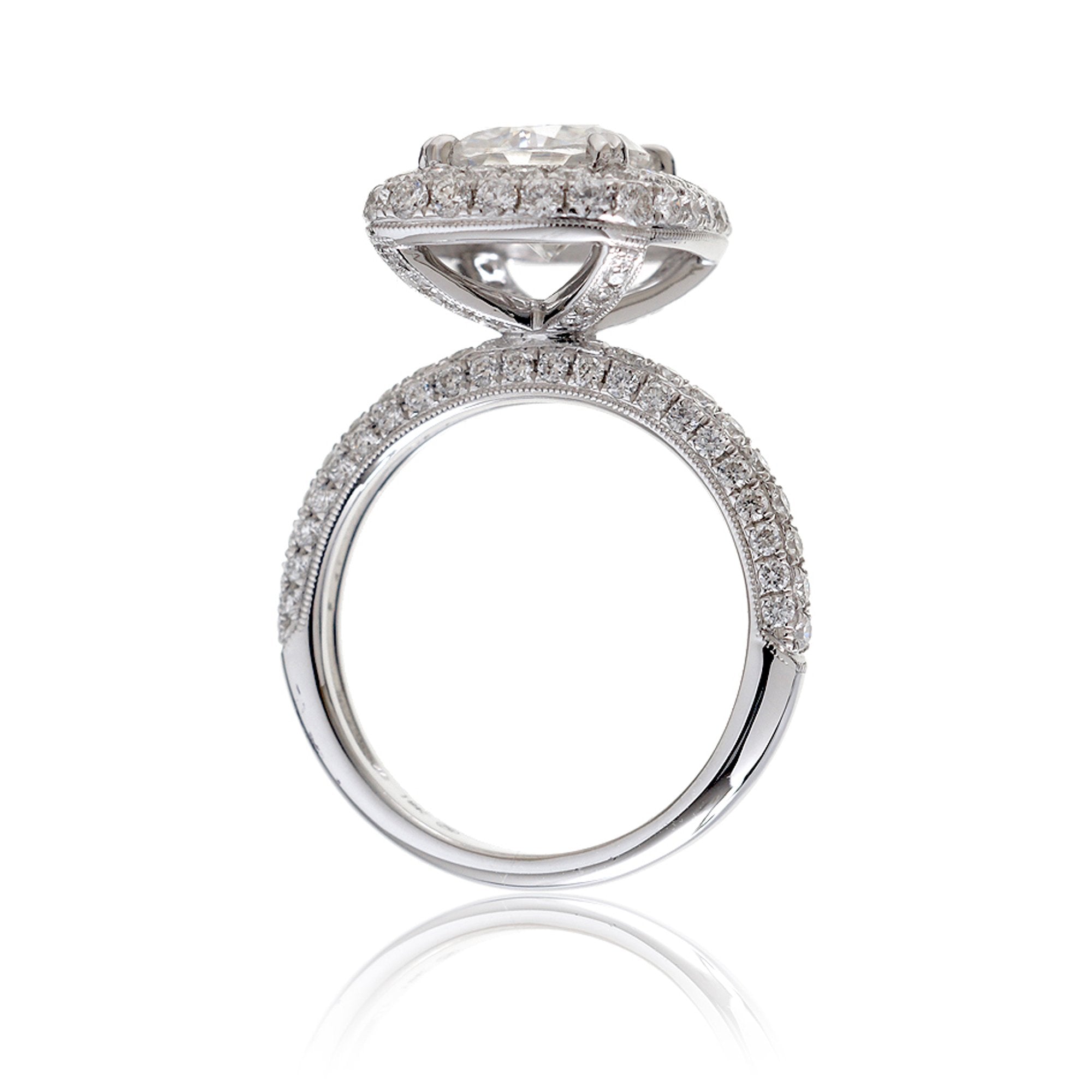 The Leila Halo Cushion Cut Moissanite Ring