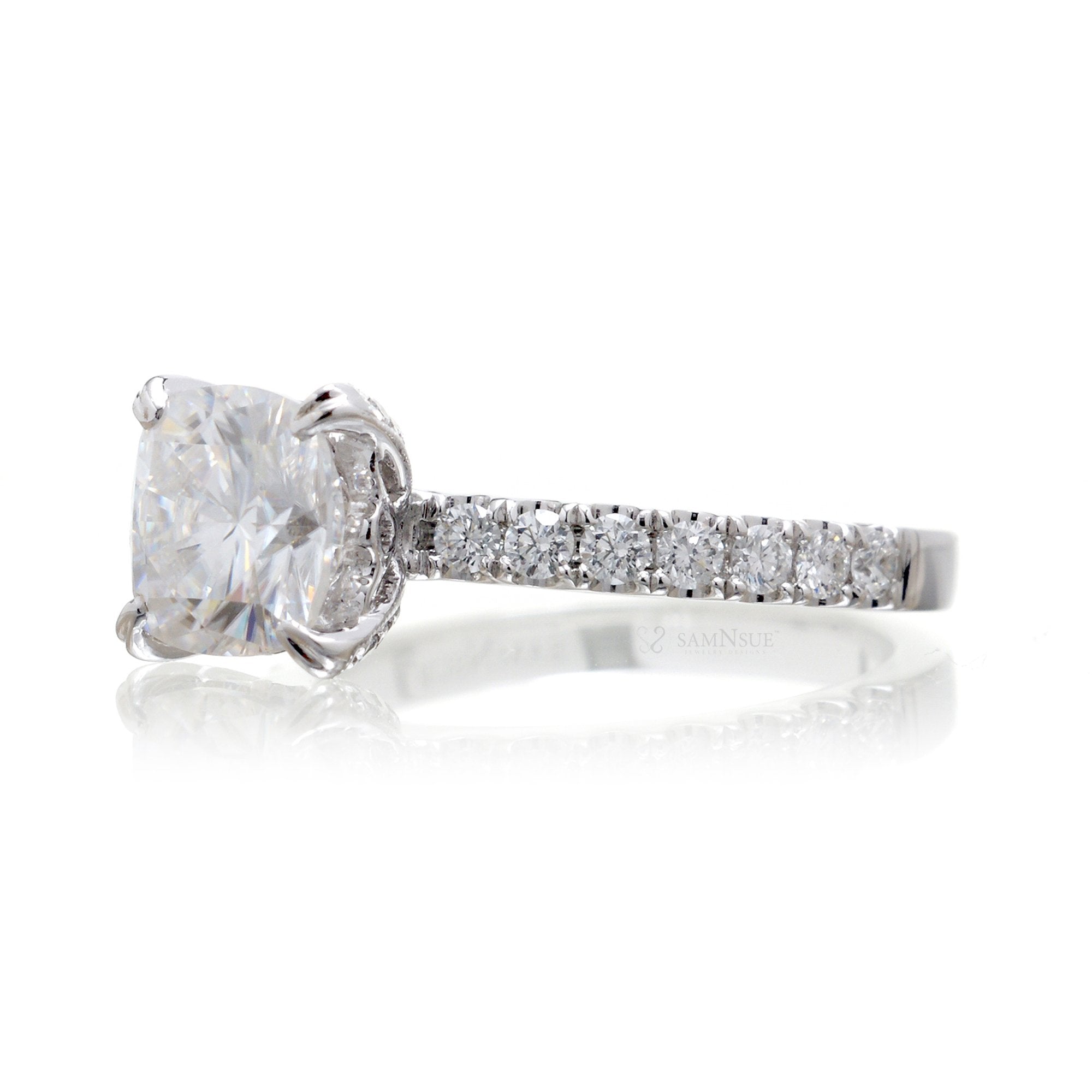 The Leila Cushion Moissanite Ring