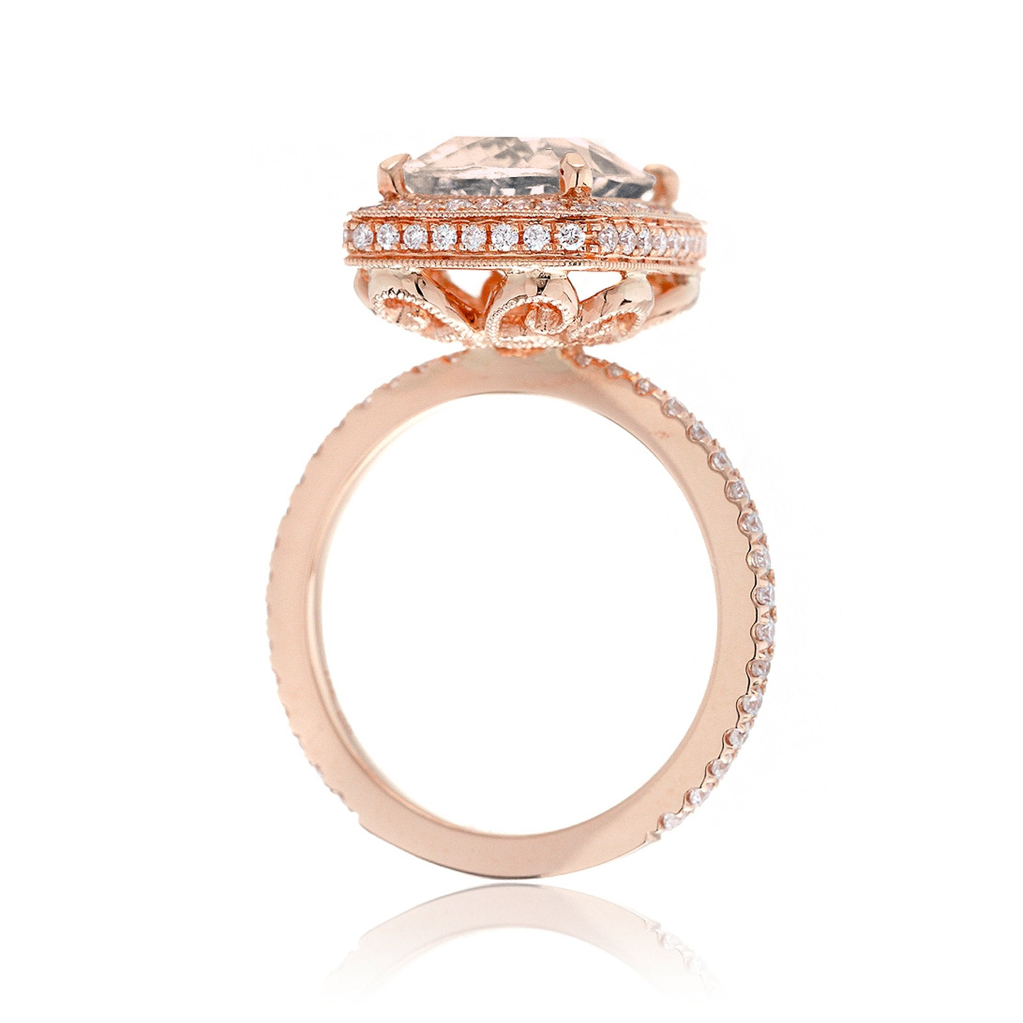 The Camila Cushion Morganite & Diamond Ring