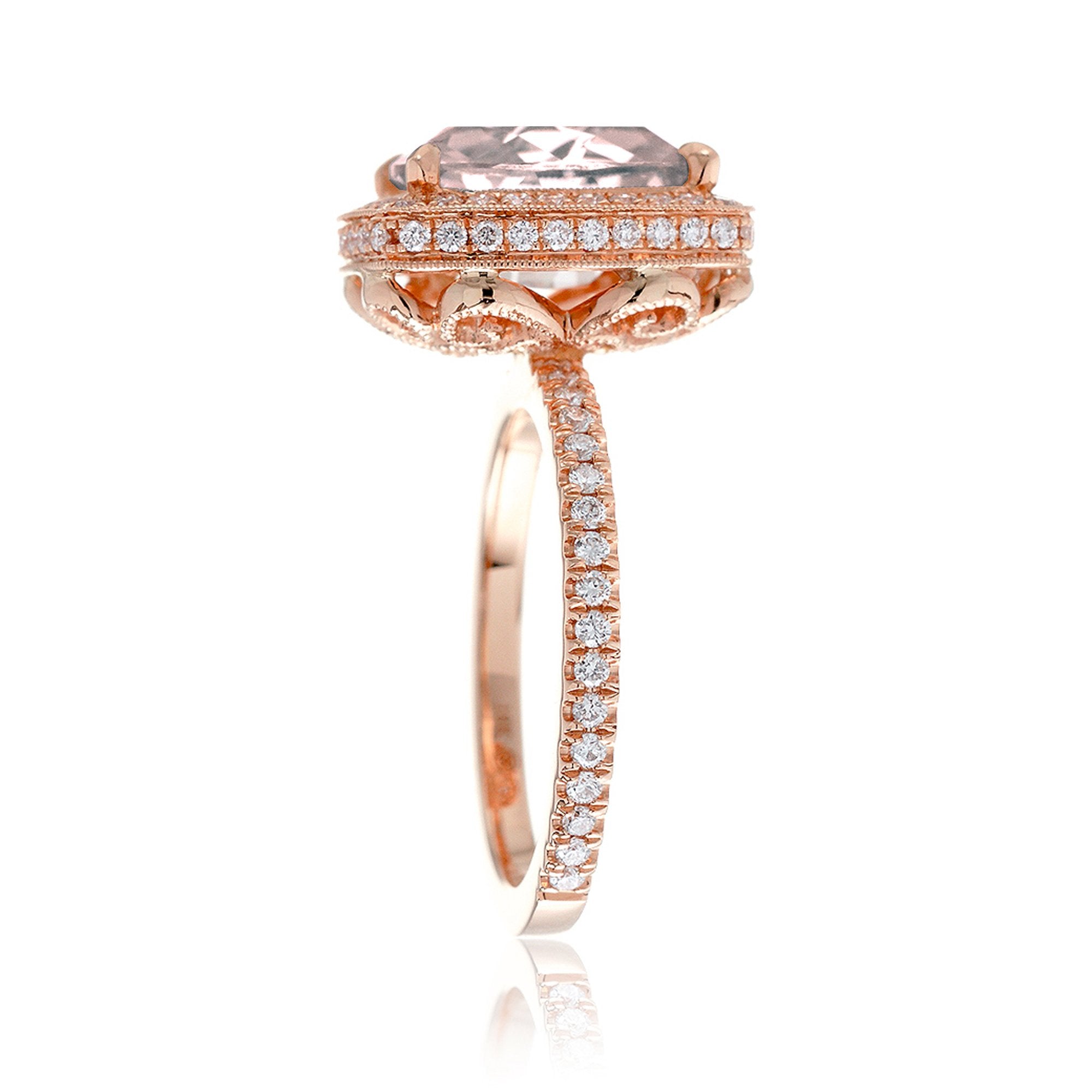 The Camila Cushion Morganite & Diamond Ring