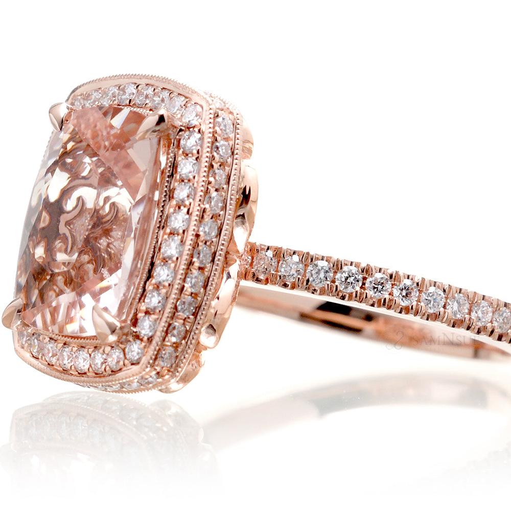 The Camila Cushion Morganite & Diamond Ring