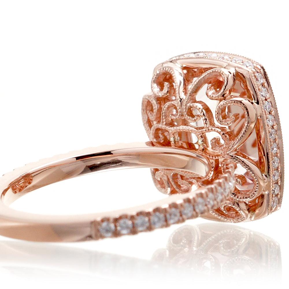 The Camila Cushion Morganite & Diamond Ring