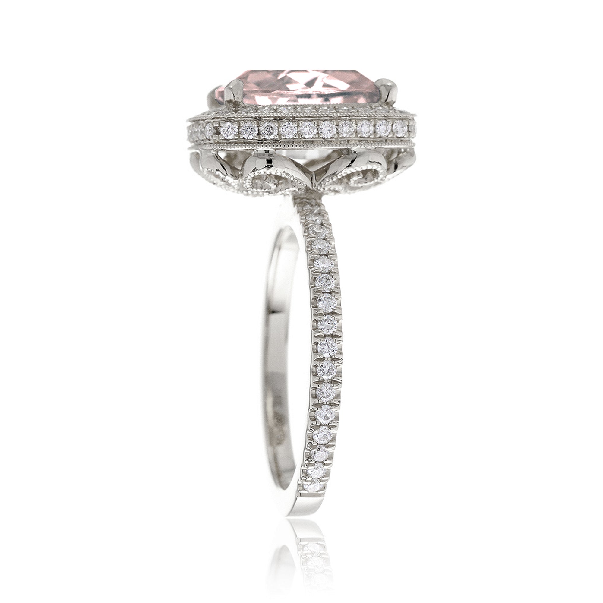 The Camila Cushion Morganite & Diamond Ring