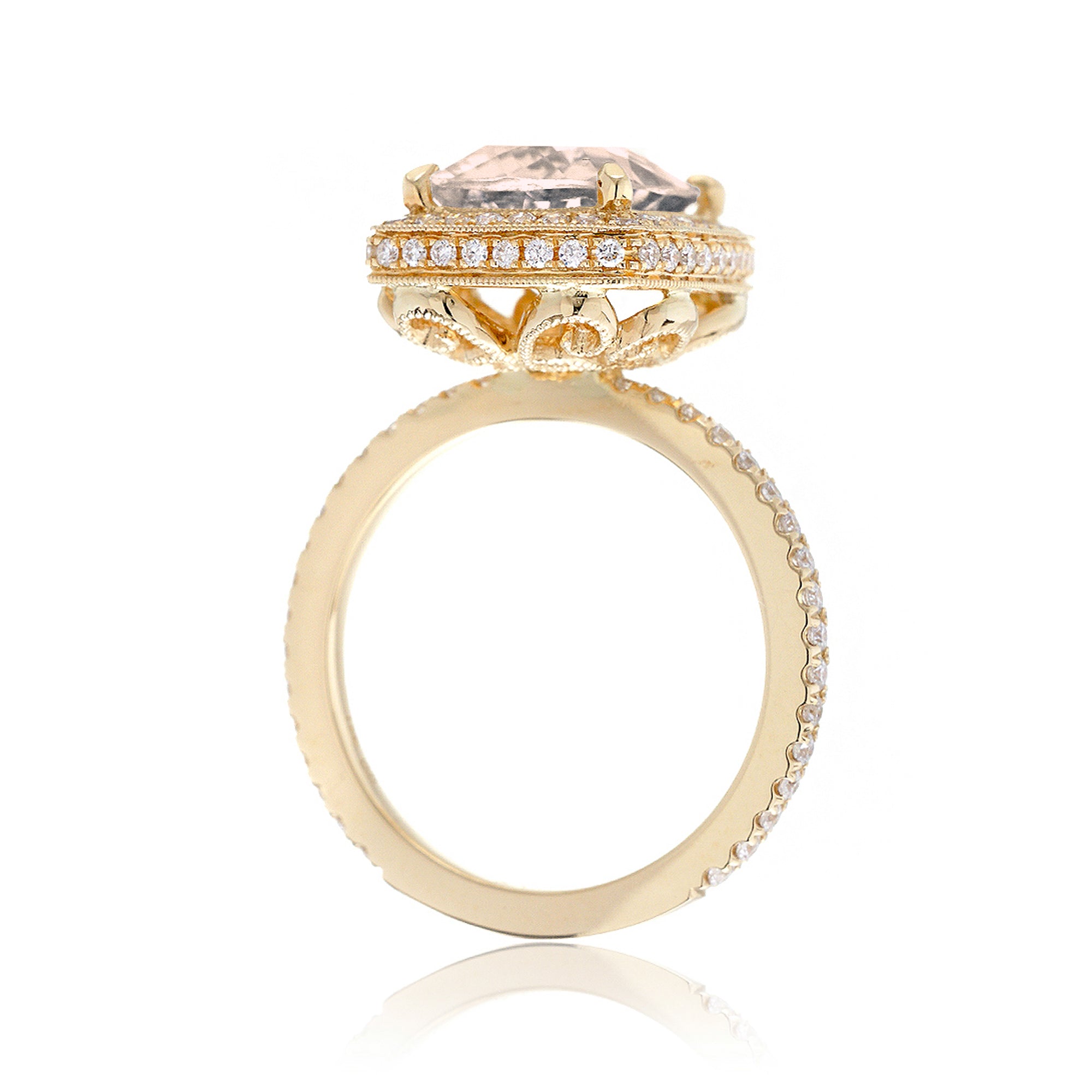 The Camila Cushion Morganite & Diamond Ring