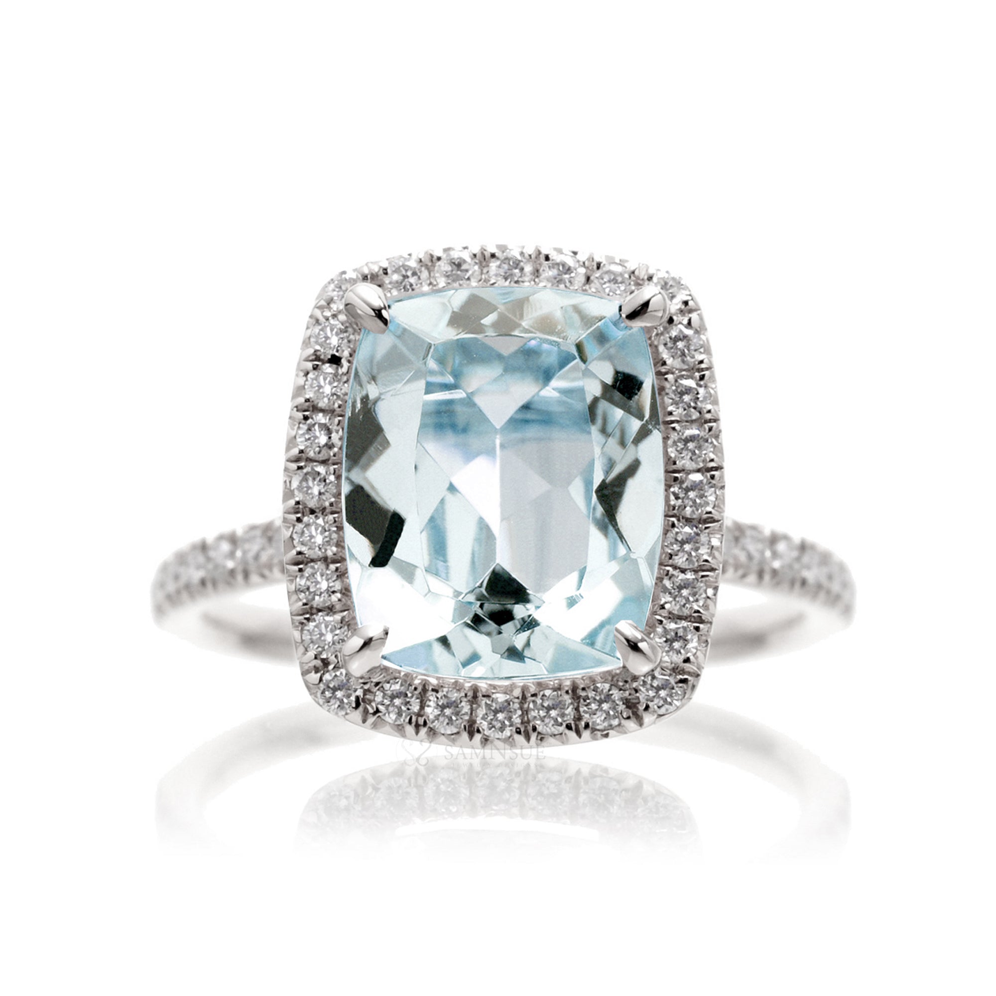 The Caitlin Cushion Aquamarine Ring