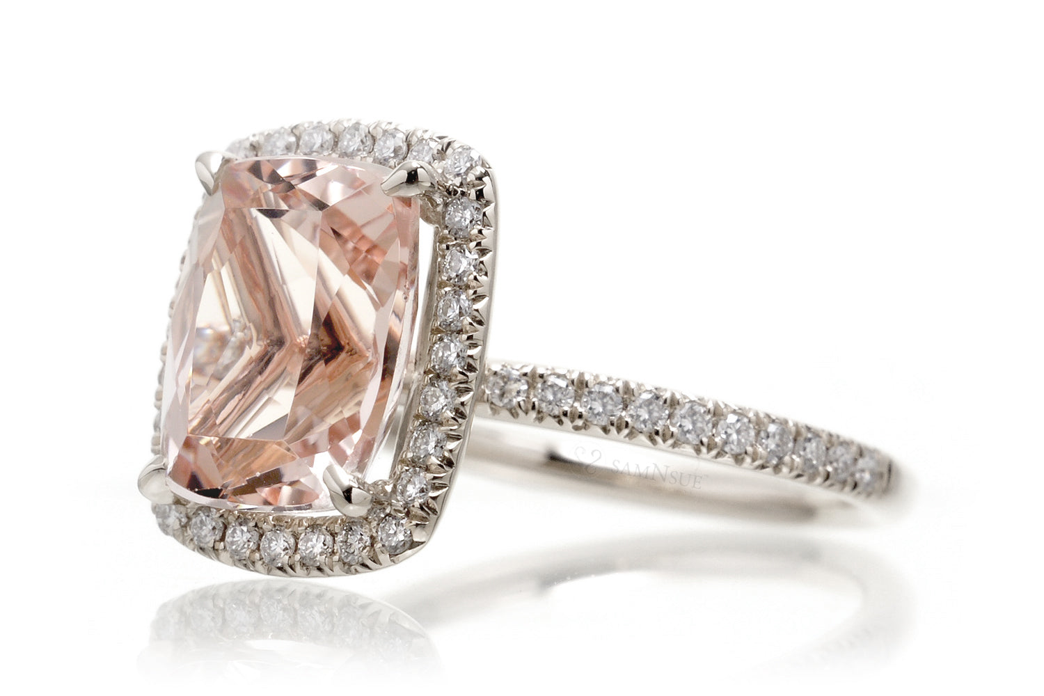 The Caitlin Cushion Morganite Ring