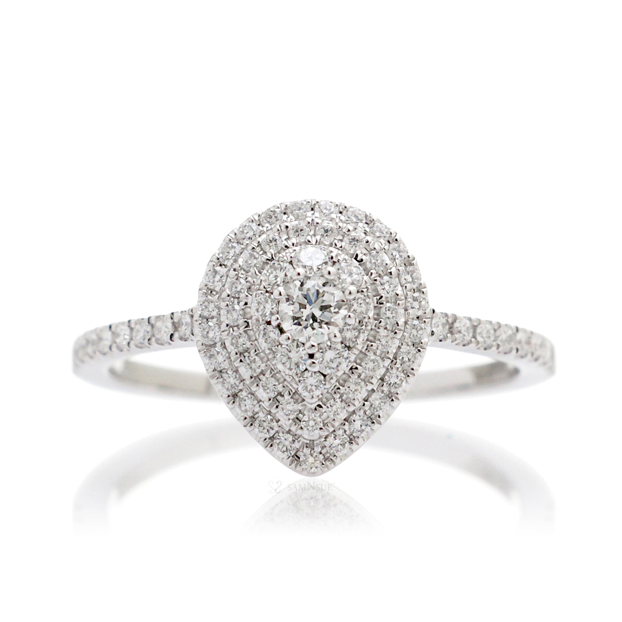 Cluster pear diamond ring | The Peony Teardrop