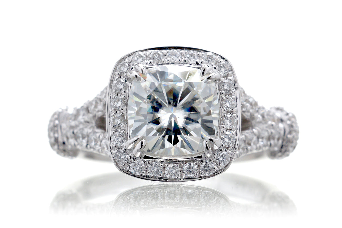 Cushion Moissanite Engagement Ring With Infinity Design