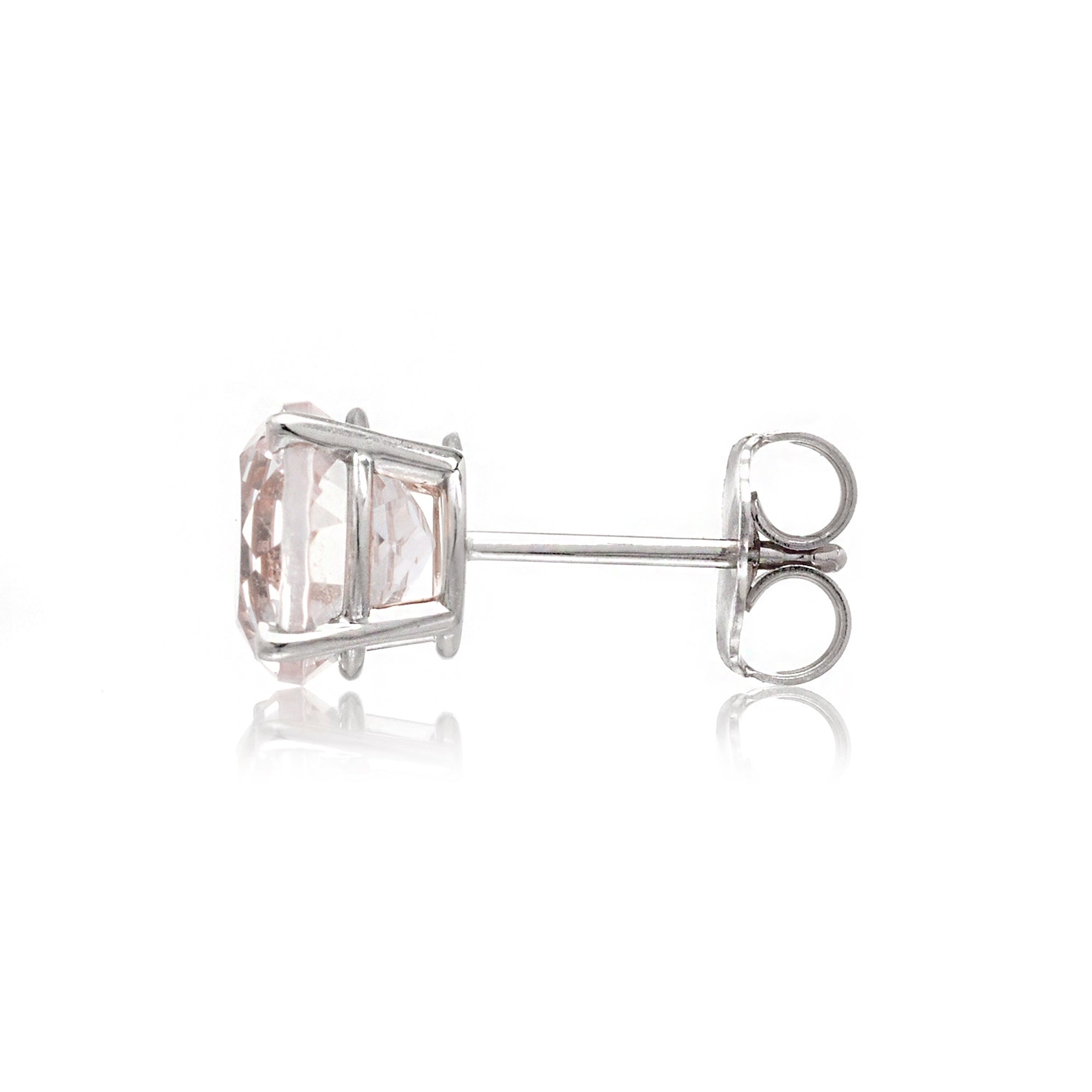 Round Morganite Studs Four-Prong Earrings