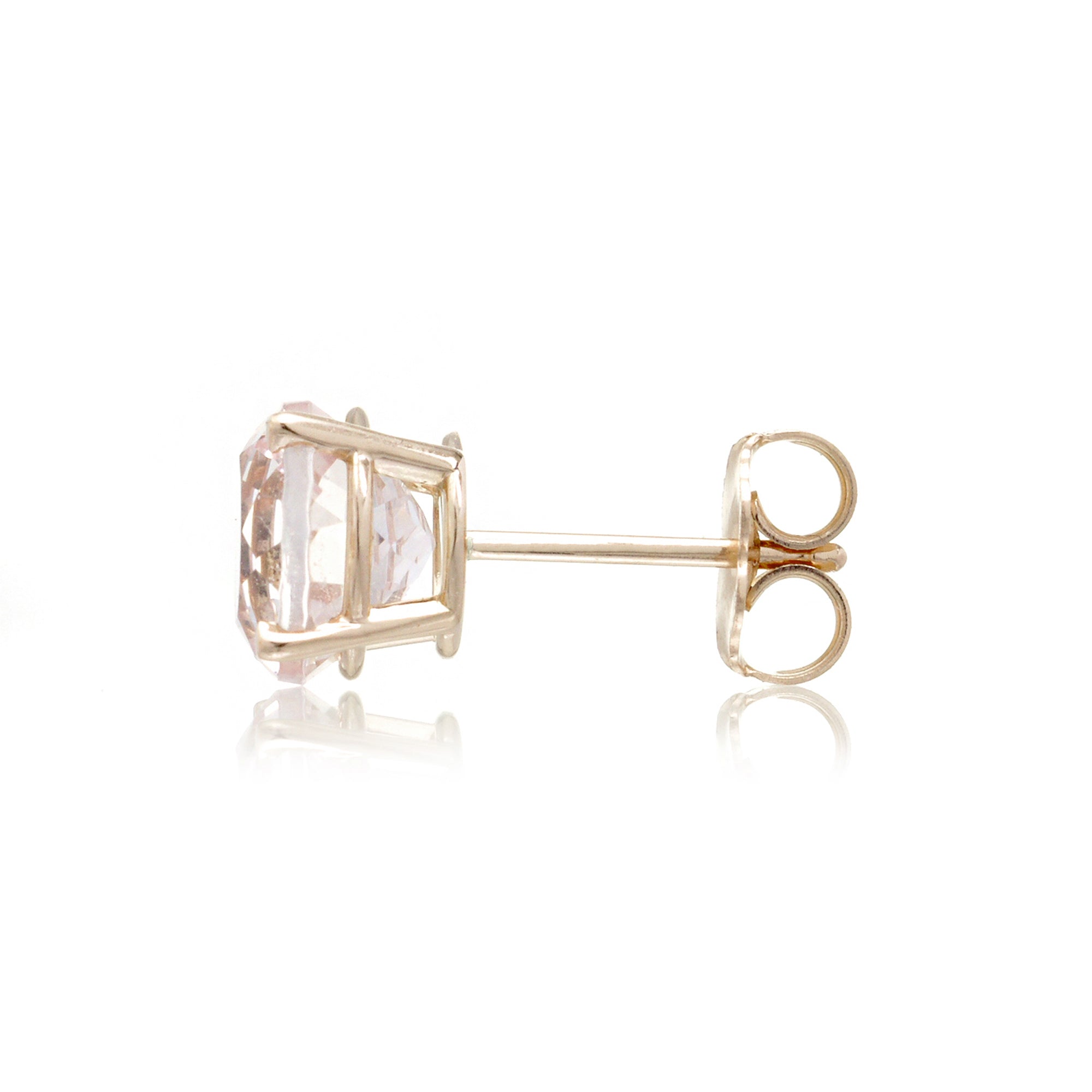 Round Morganite Studs Four-Prong Earrings