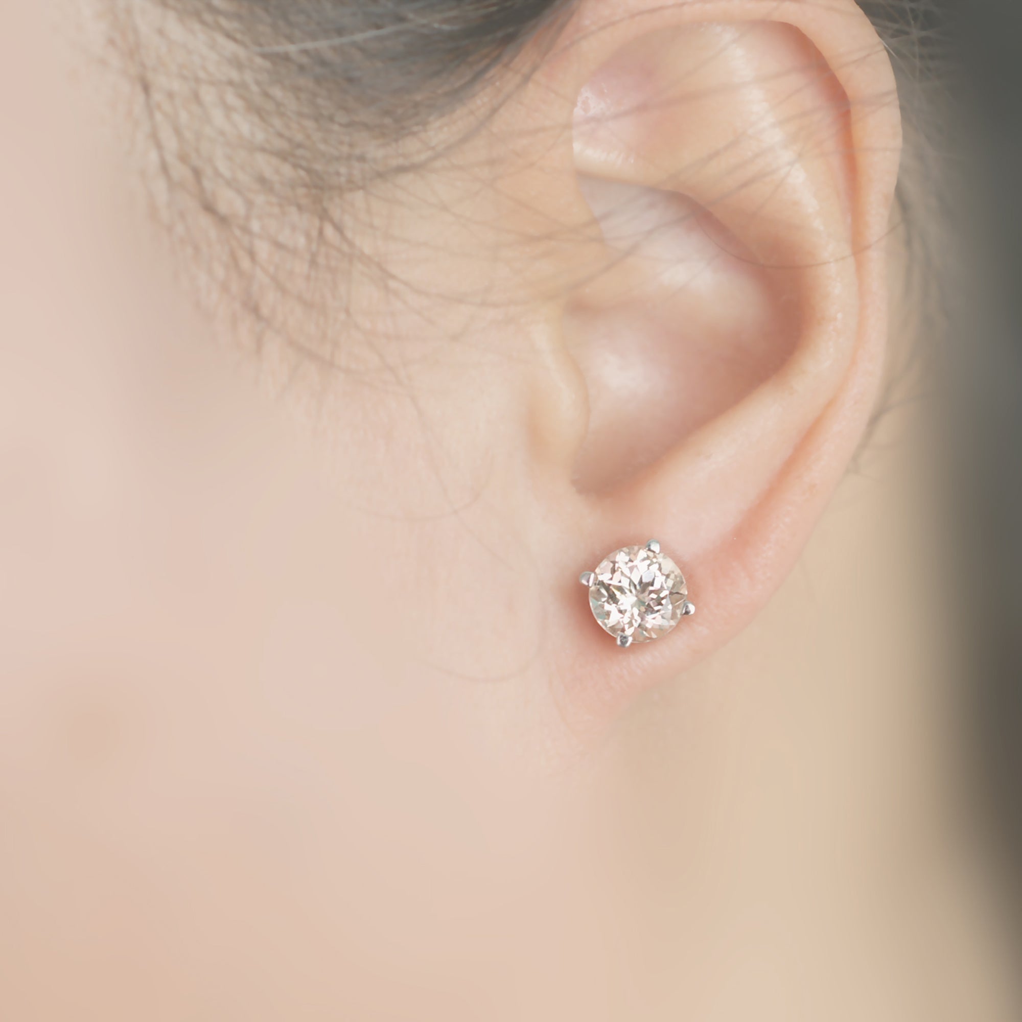 Round Morganite Studs Four-Prong Earrings