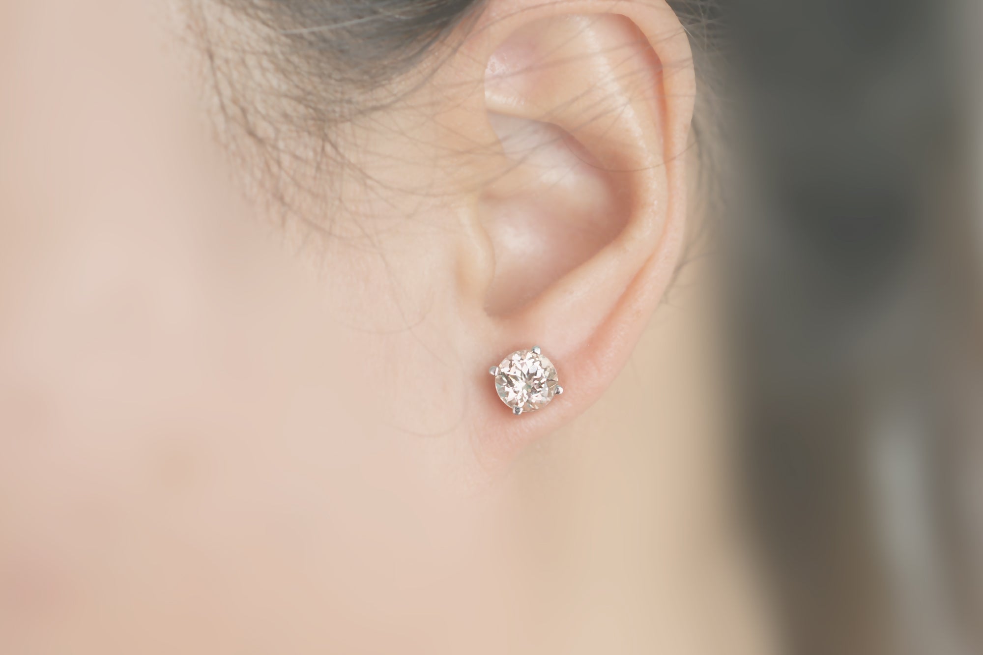 Round Morganite Studs Four-Prong Earrings