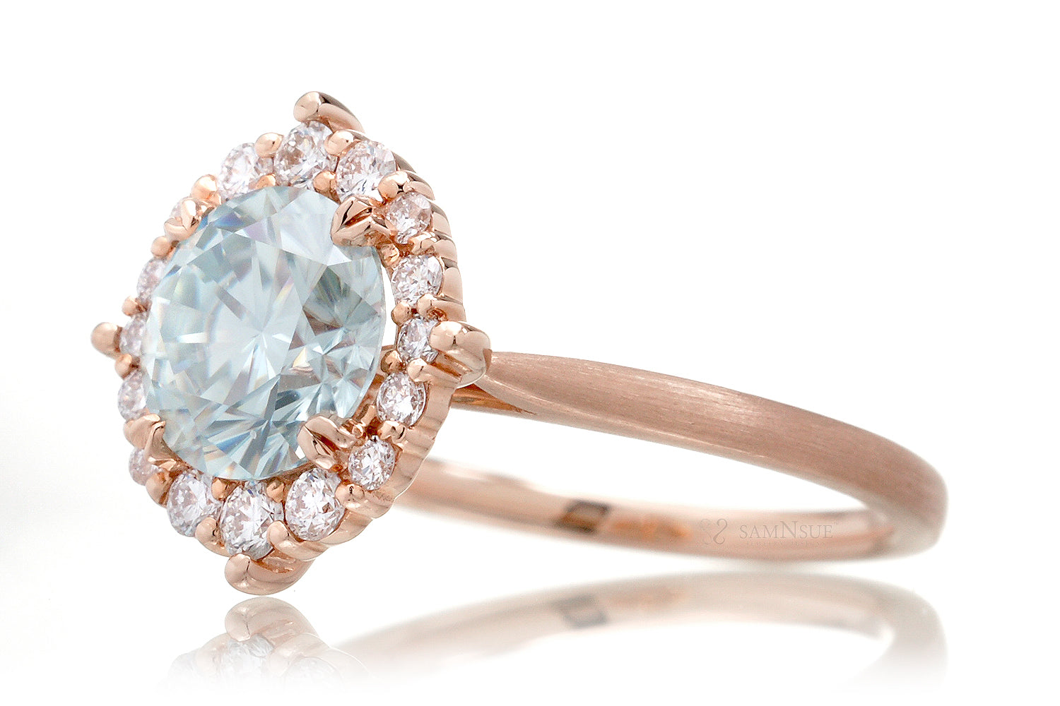 The Haley Round Blue Moissanite