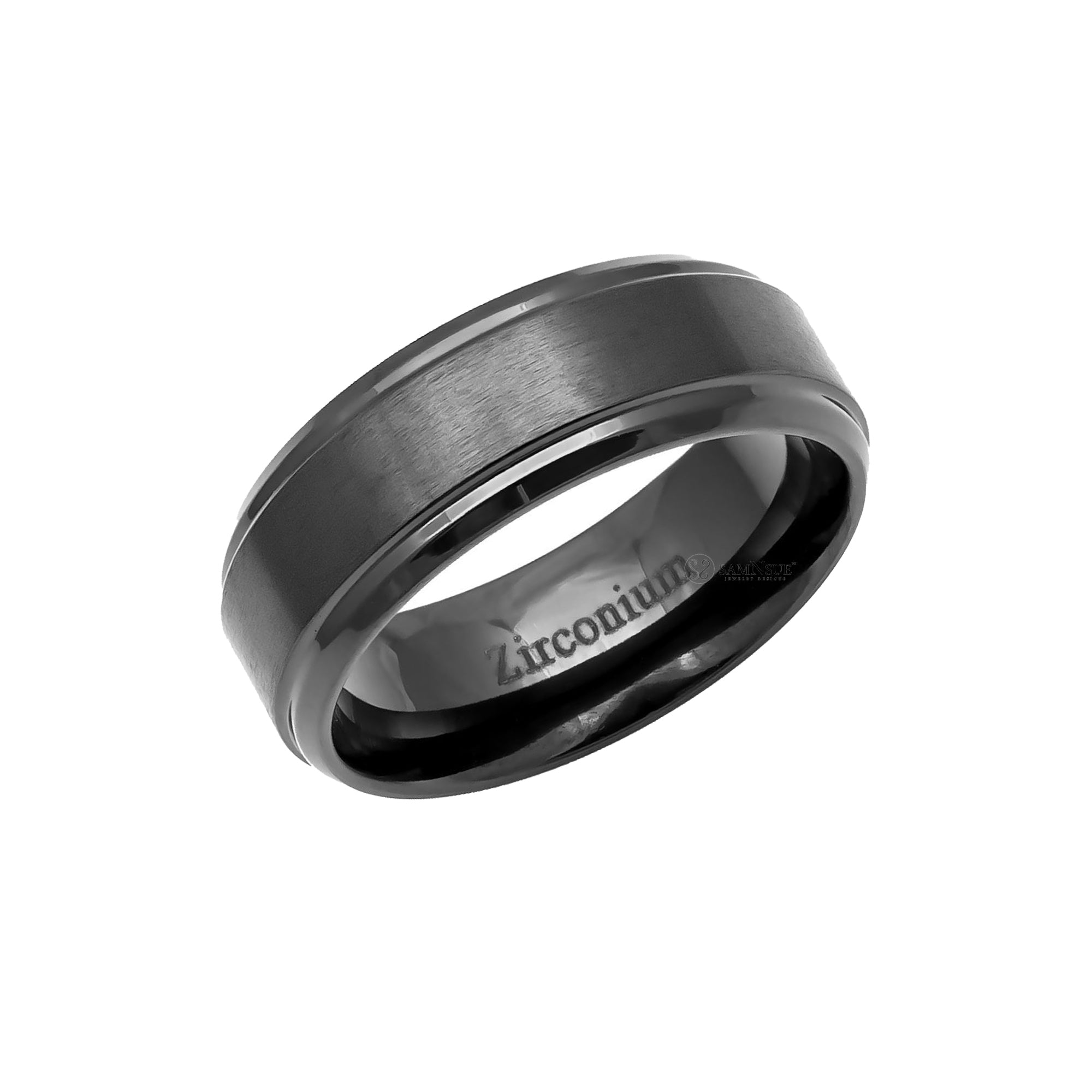 The Step Edges Beveled Zirconium Band