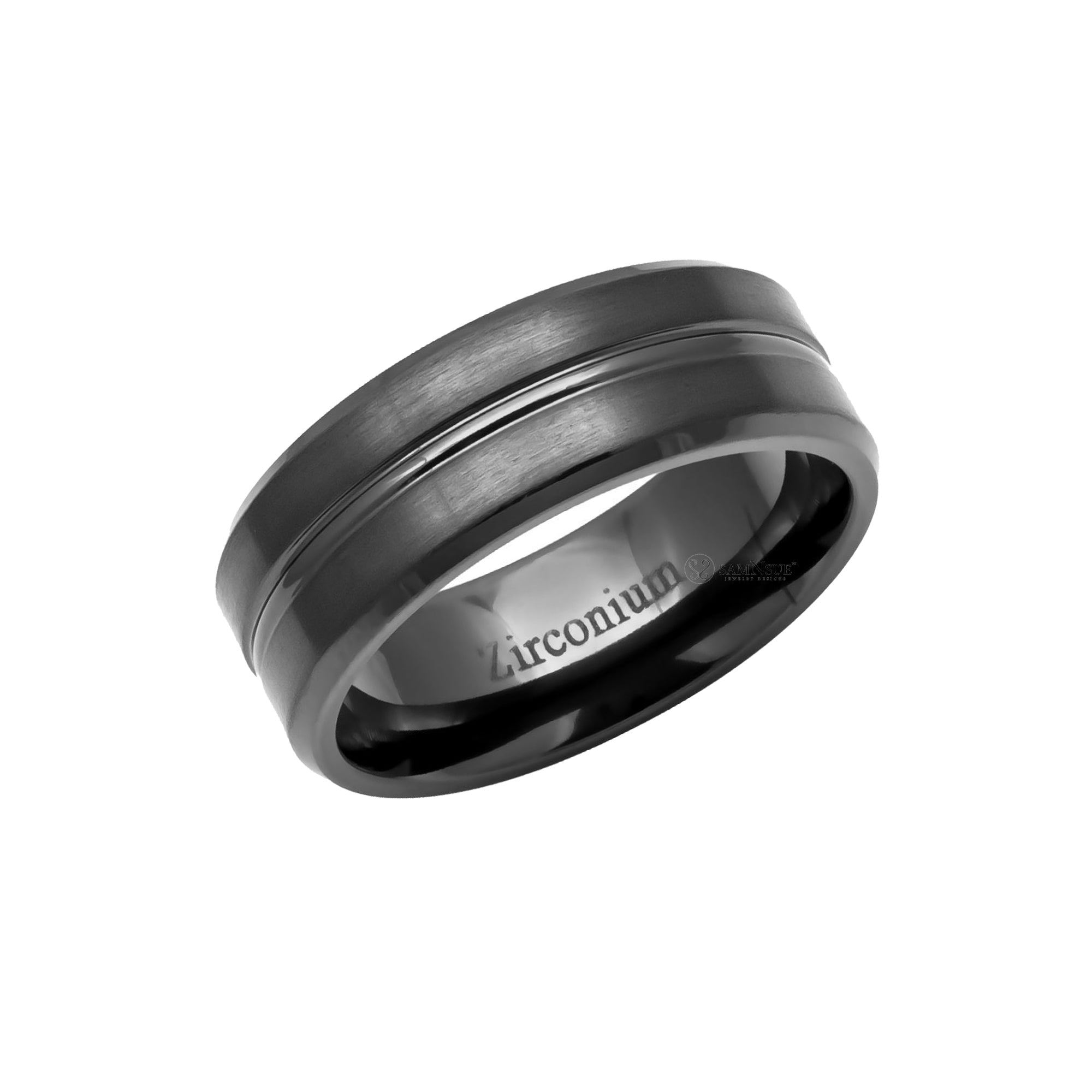 The Beveled Zirconium Band With Center Groove