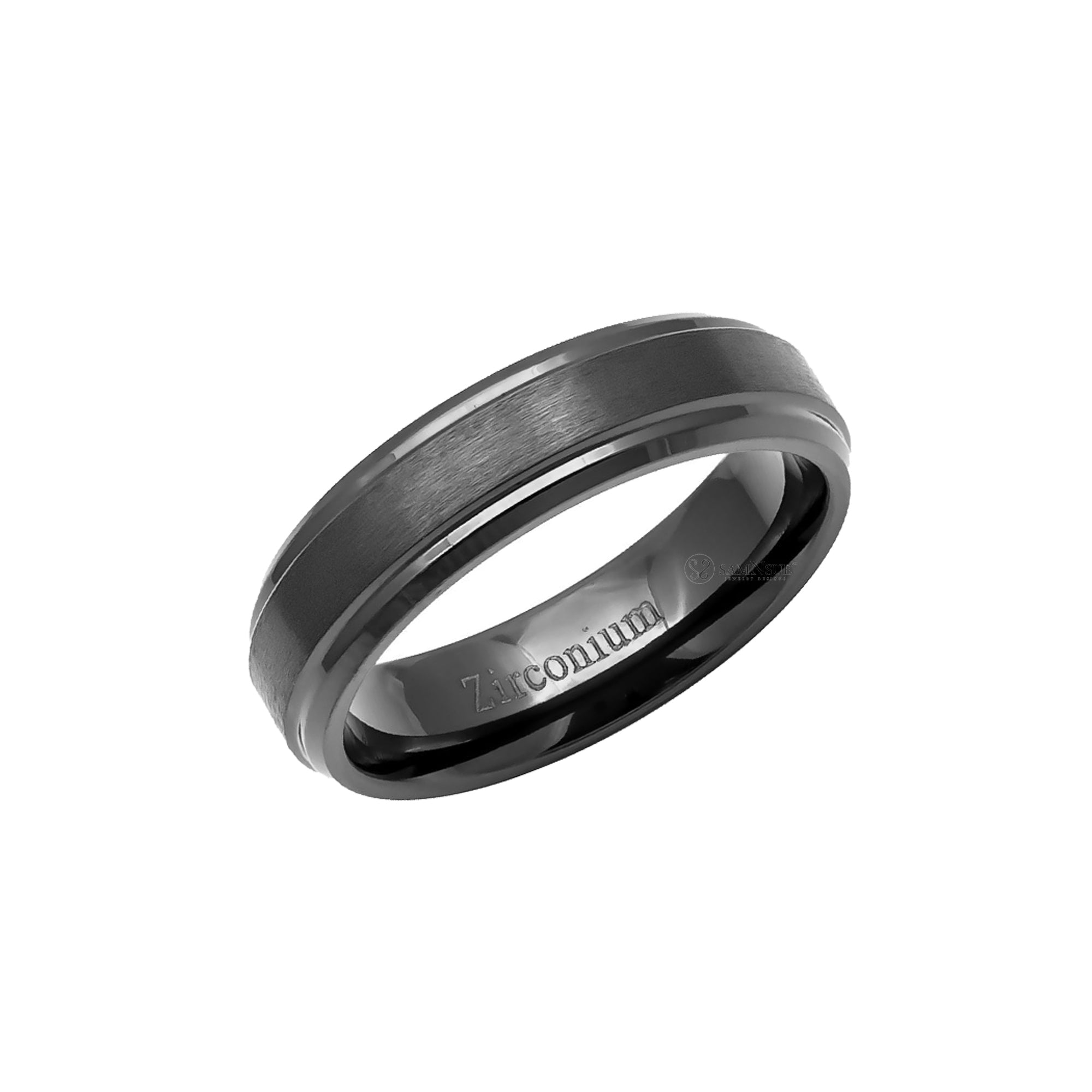 The Step Edges Beveled Zirconium Band