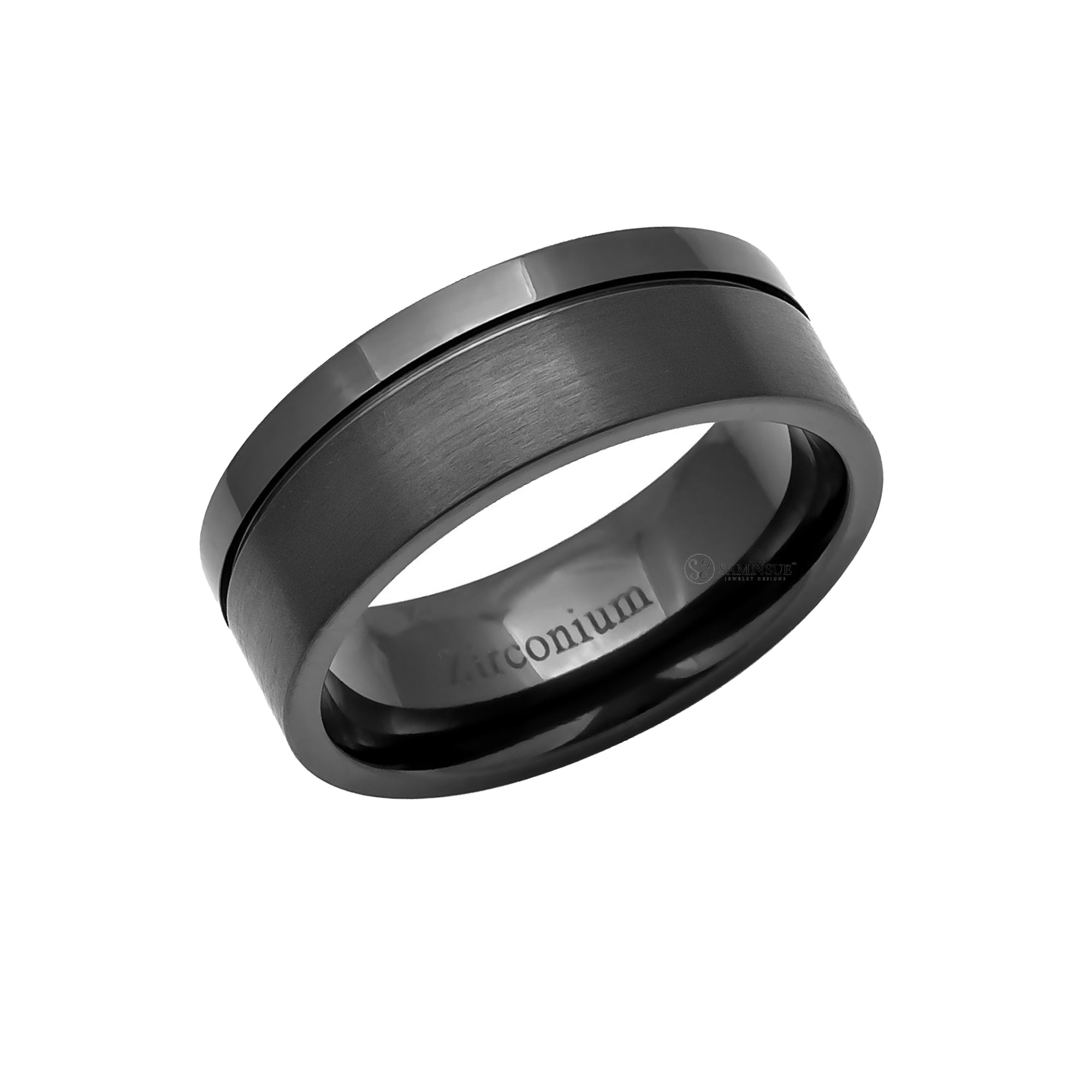 The Flat Off Center Groove Zirconium Band