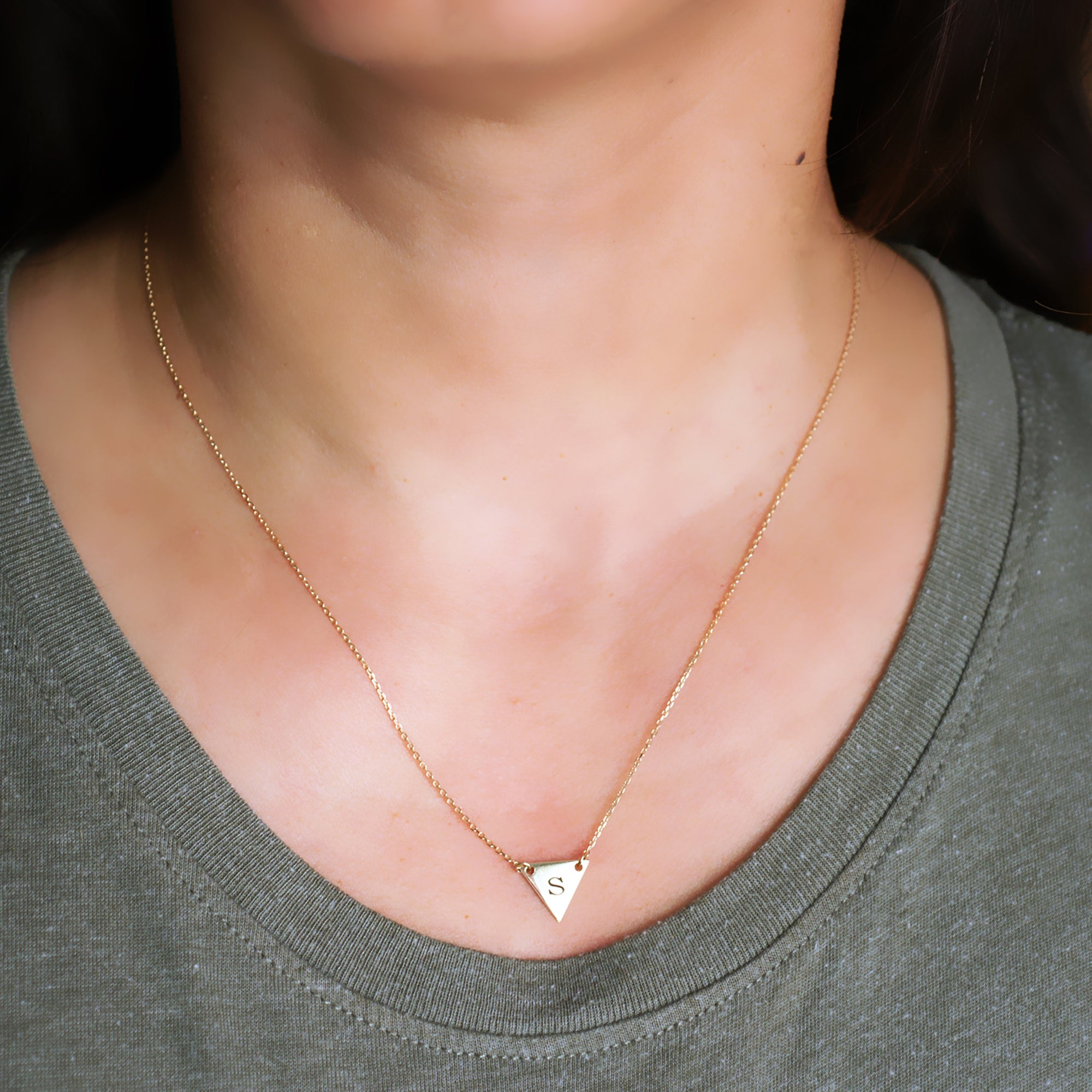 Triangle Initial Necklace