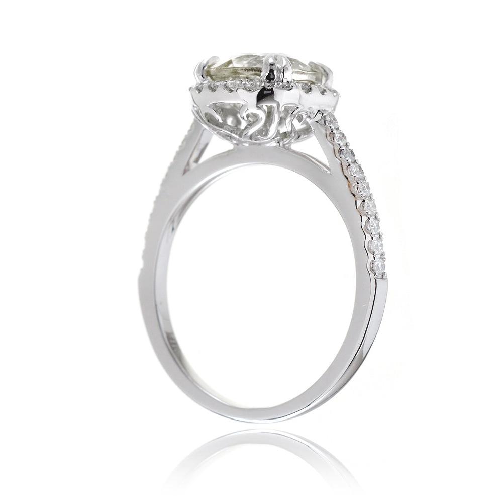Prasiolite ring in white gold