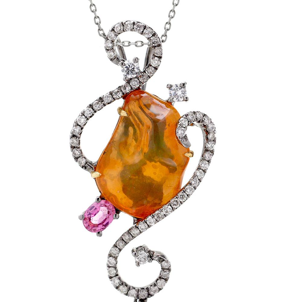 The Fire Opal And Pink Sapphire Pendant