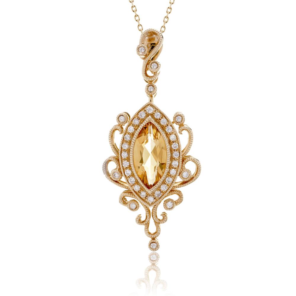 The Yoko Citrine Diamond Pendant