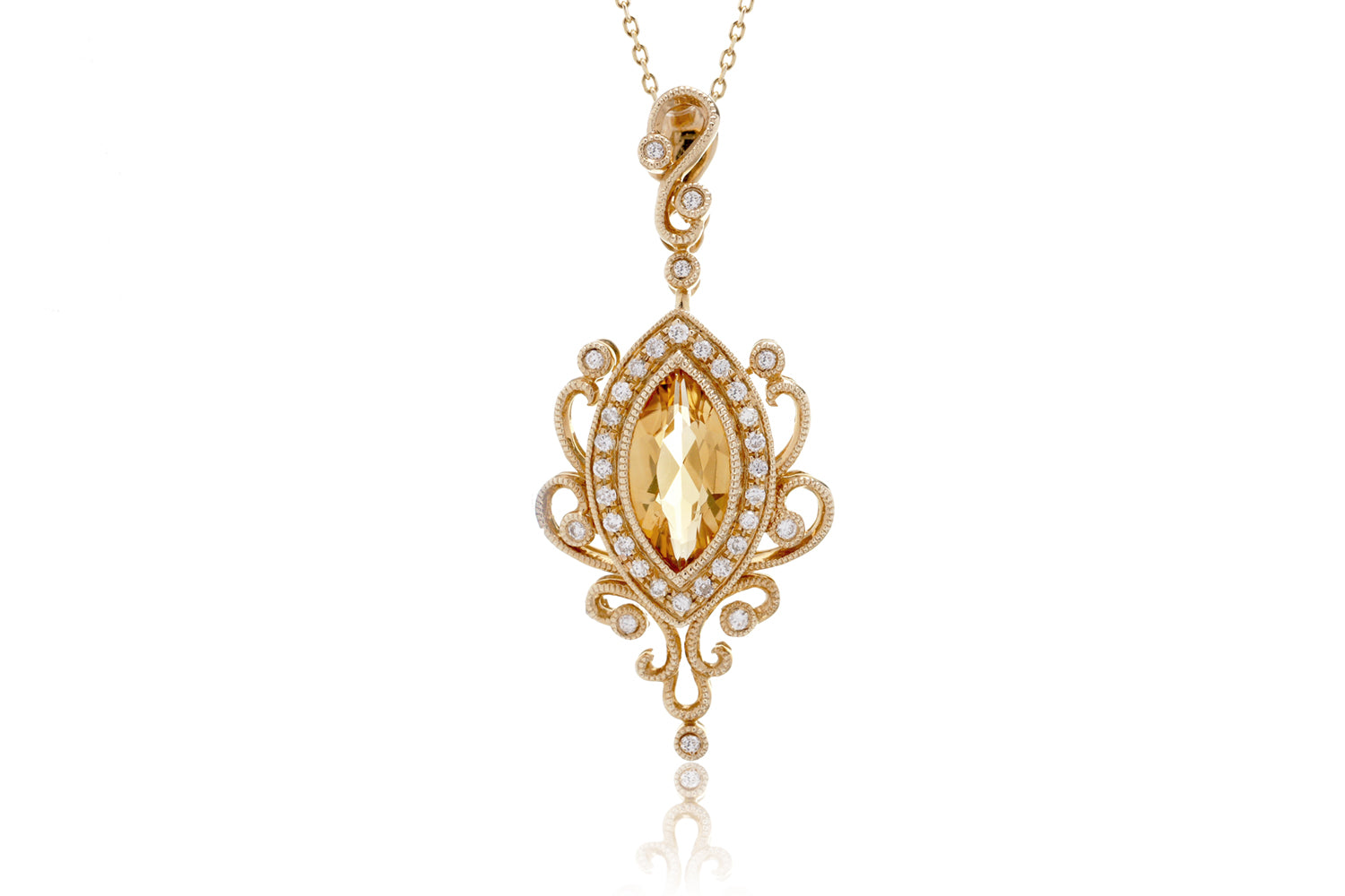 The Yoko Citrine Diamond Pendant