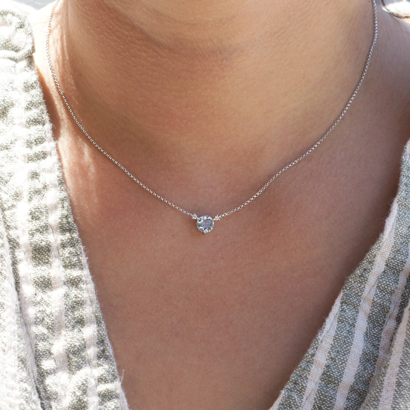 The Mandy Round Aquamarine Necklace