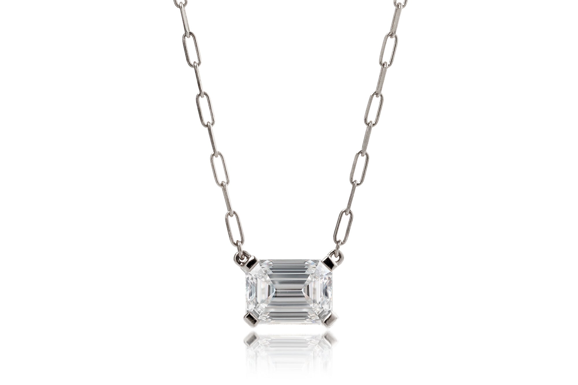 Emerald Cut Diamond Solitaire Necklace (Lab-Grown)
