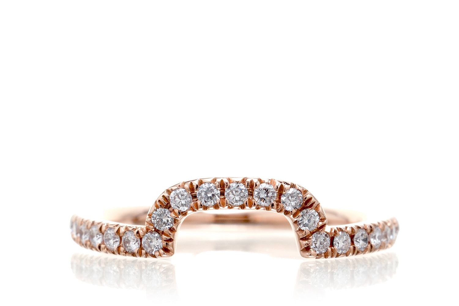 Curved fitted wedding matching band for our Drenched rings in rose gold