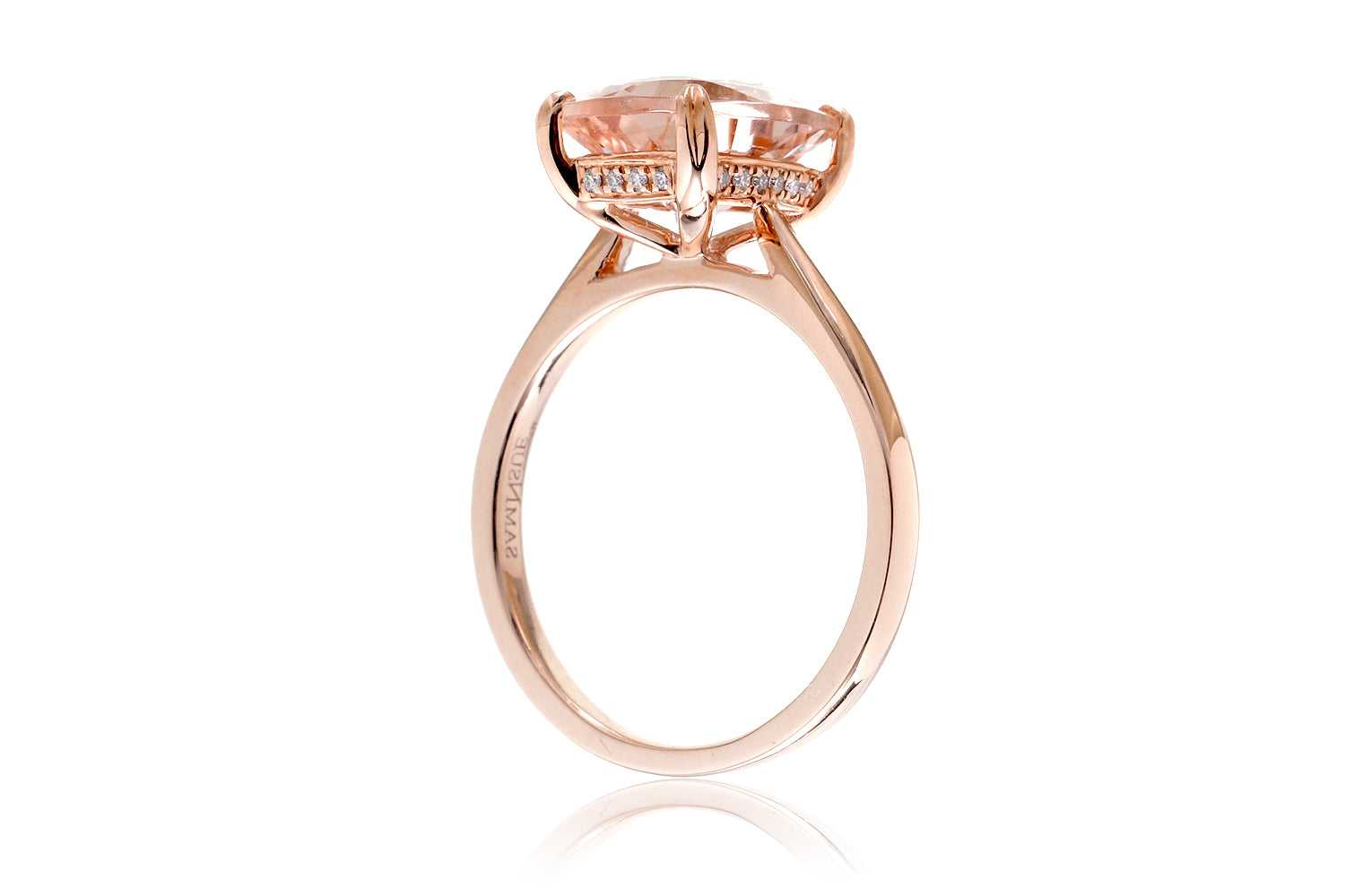 The Emily Cushion Morganite (With Diamond Accent On The Basket)