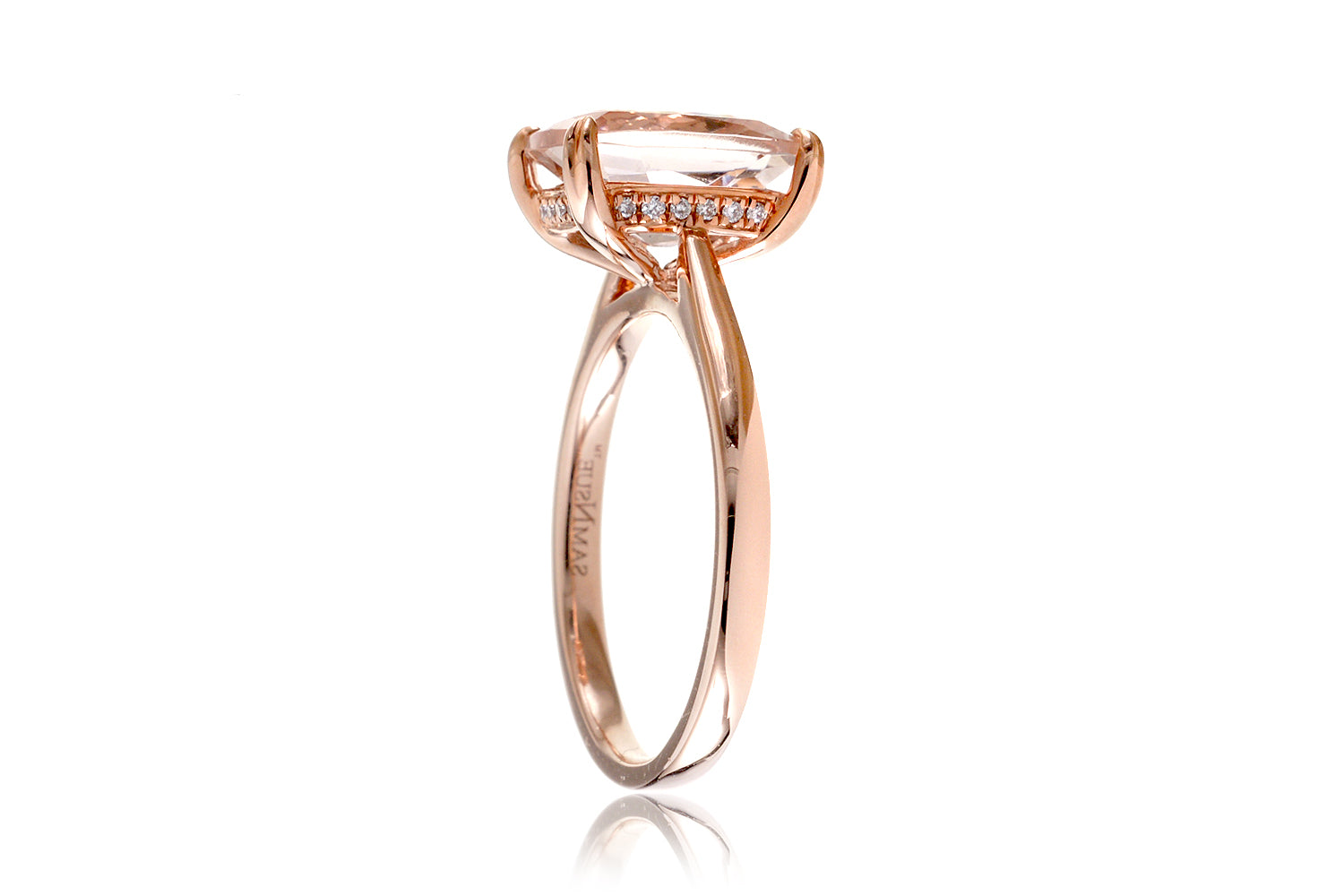 The Emily Cushion Morganite (With Diamond Accent On The Basket)