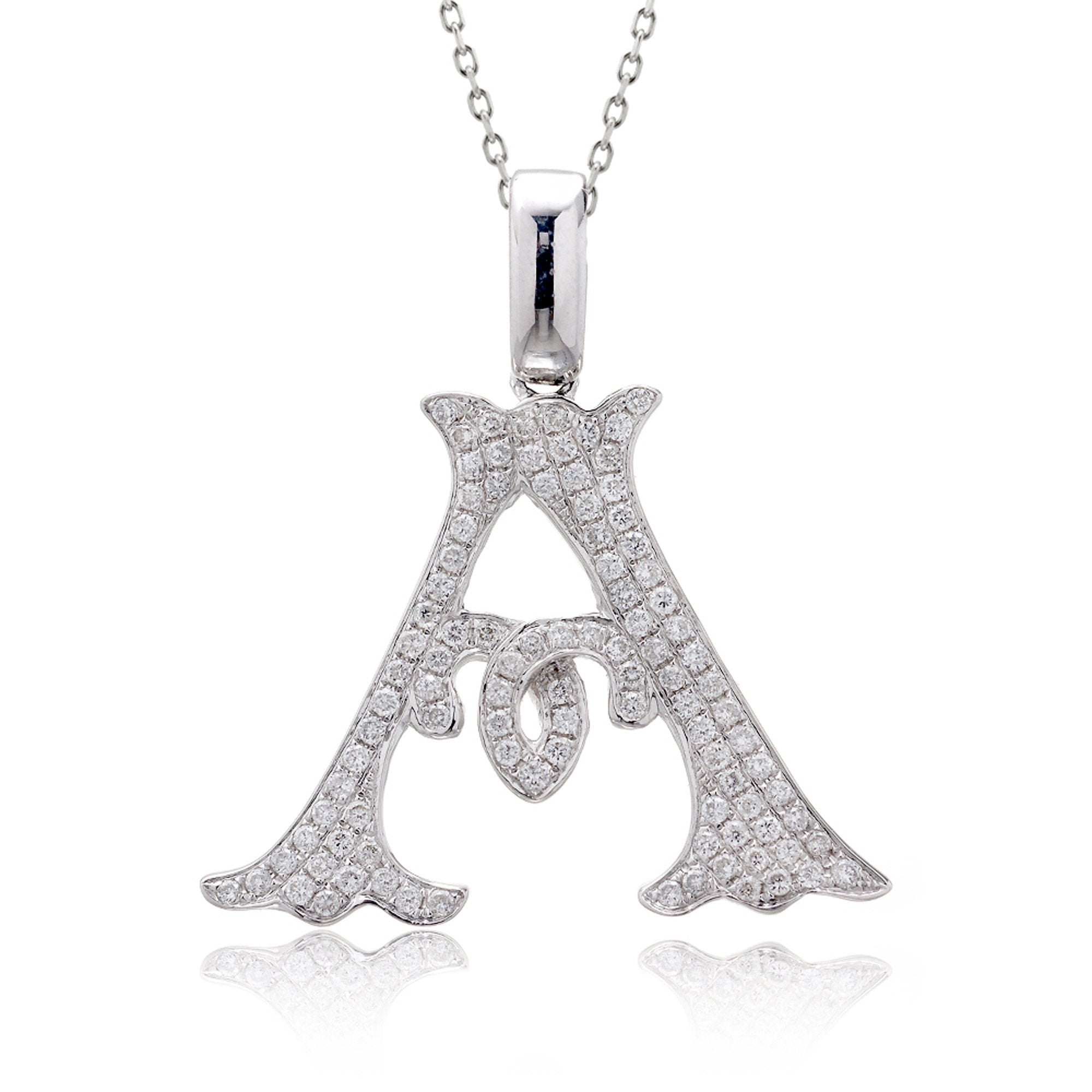 Luxury initial diamond pendant letter A white gold