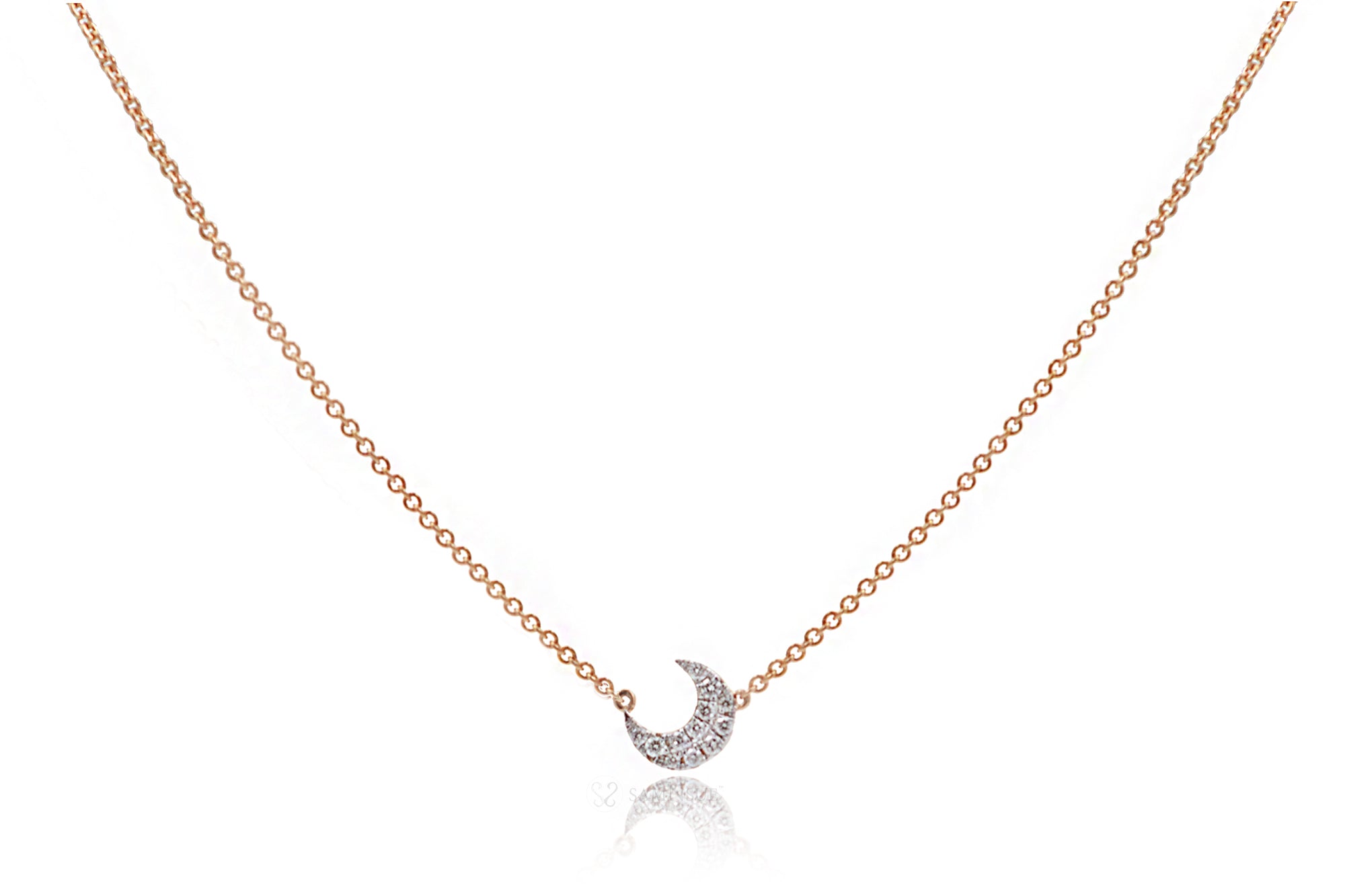 The Diamond Crescent Moon Pavé Plate Necklace