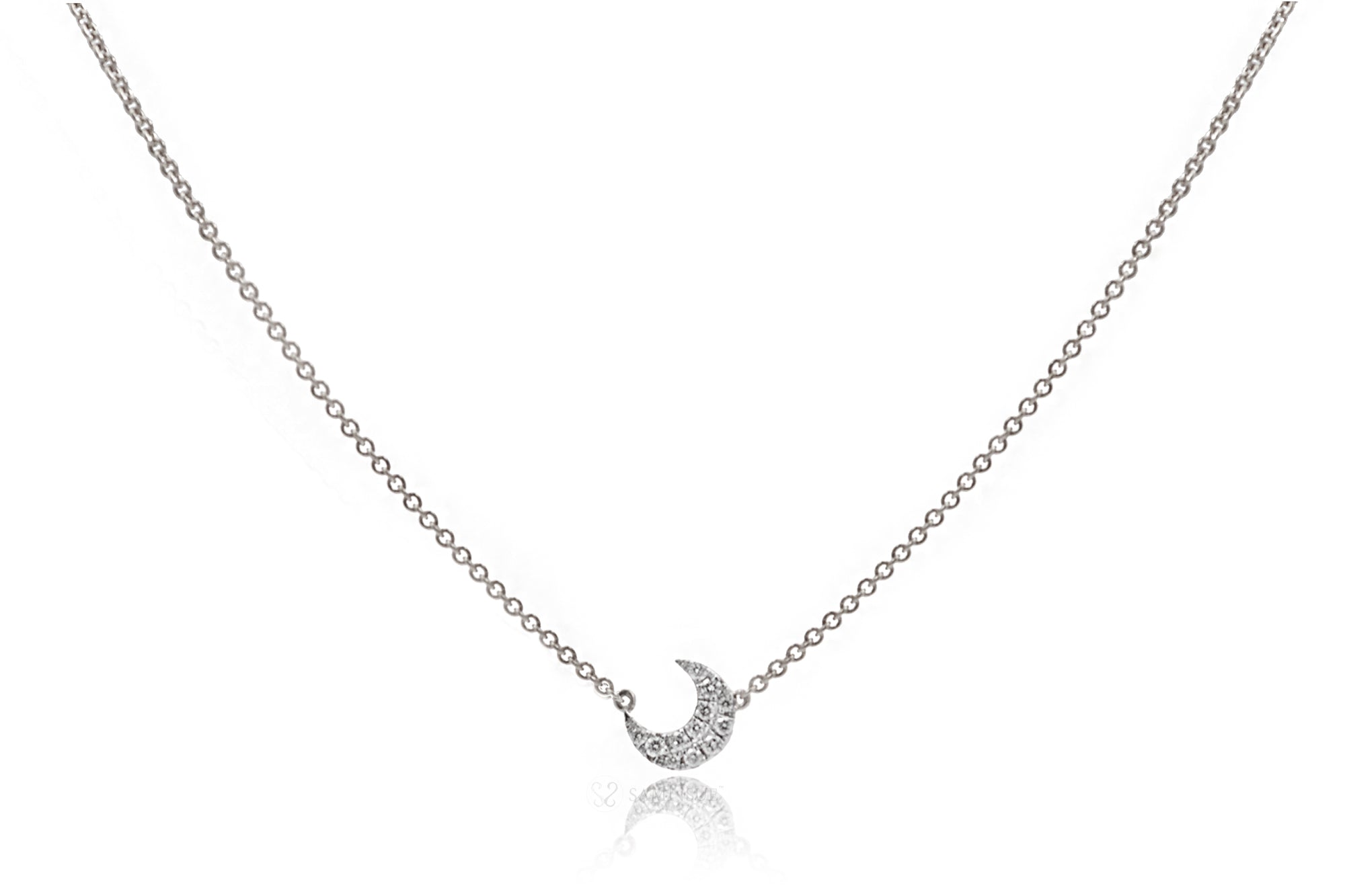 The Diamond Crescent Moon Pavé Plate Necklace
