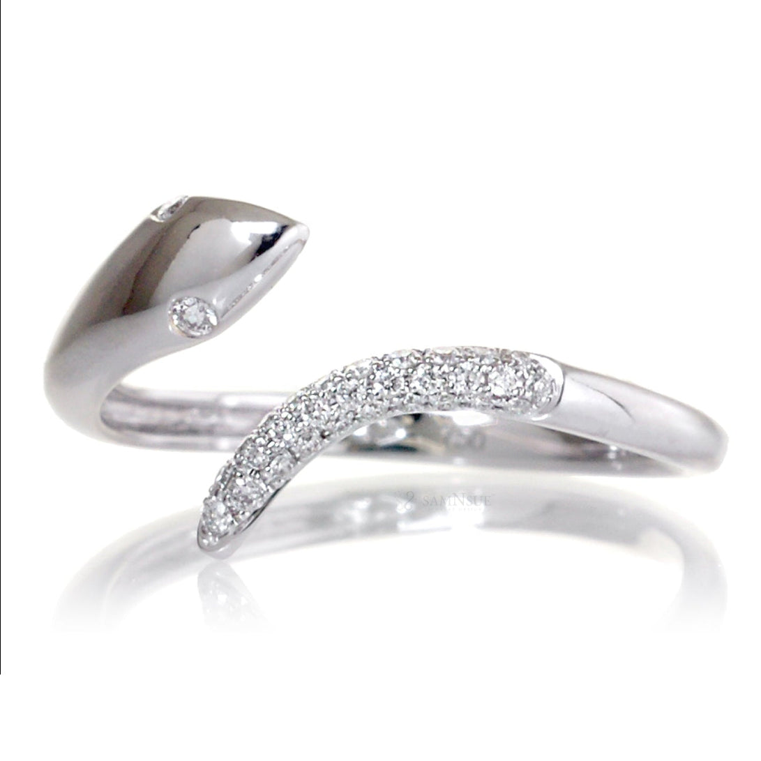 The Petite Pavé Diamond Rattle Snake Ring