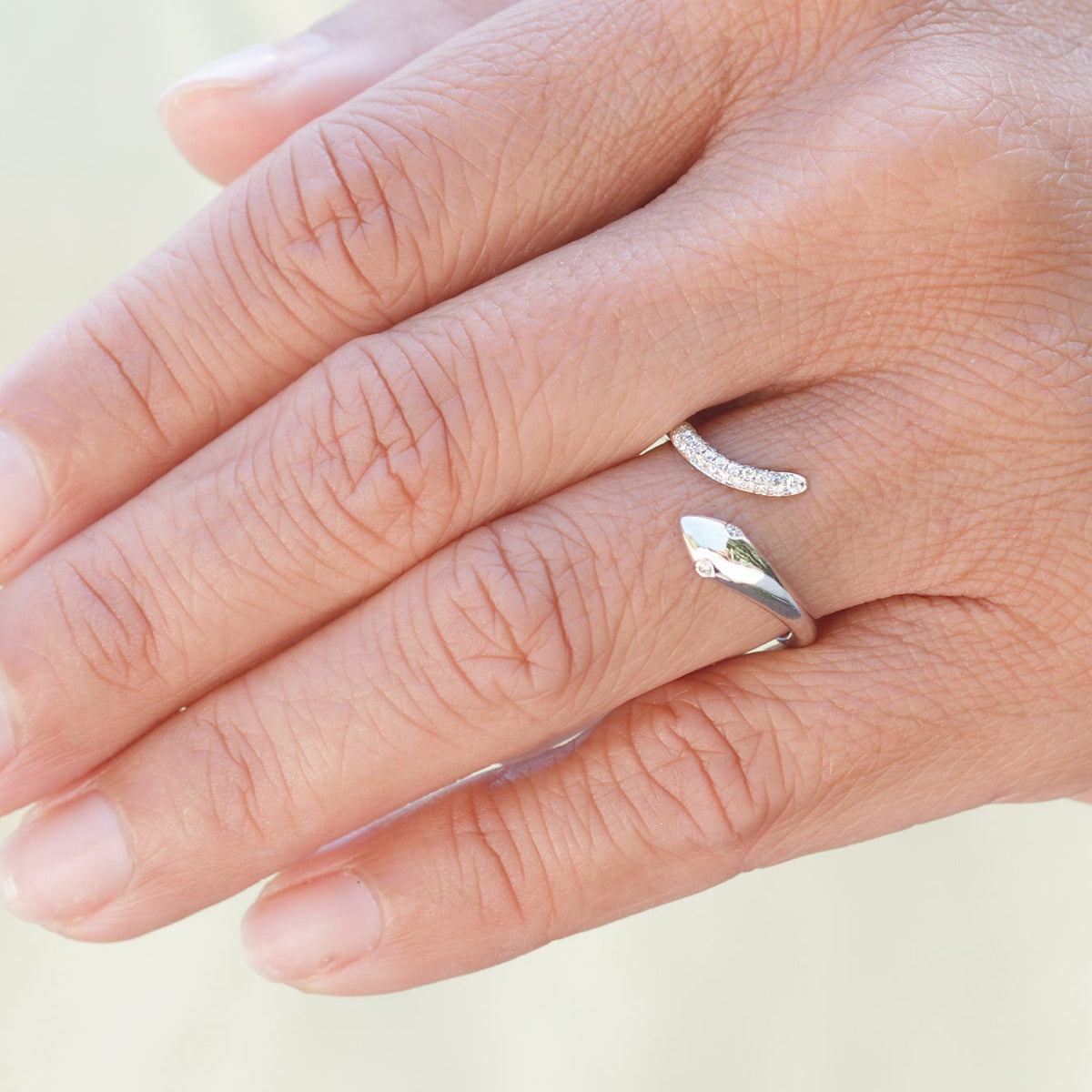 The Petite Pavé Diamond Rattle Snake Ring Ring