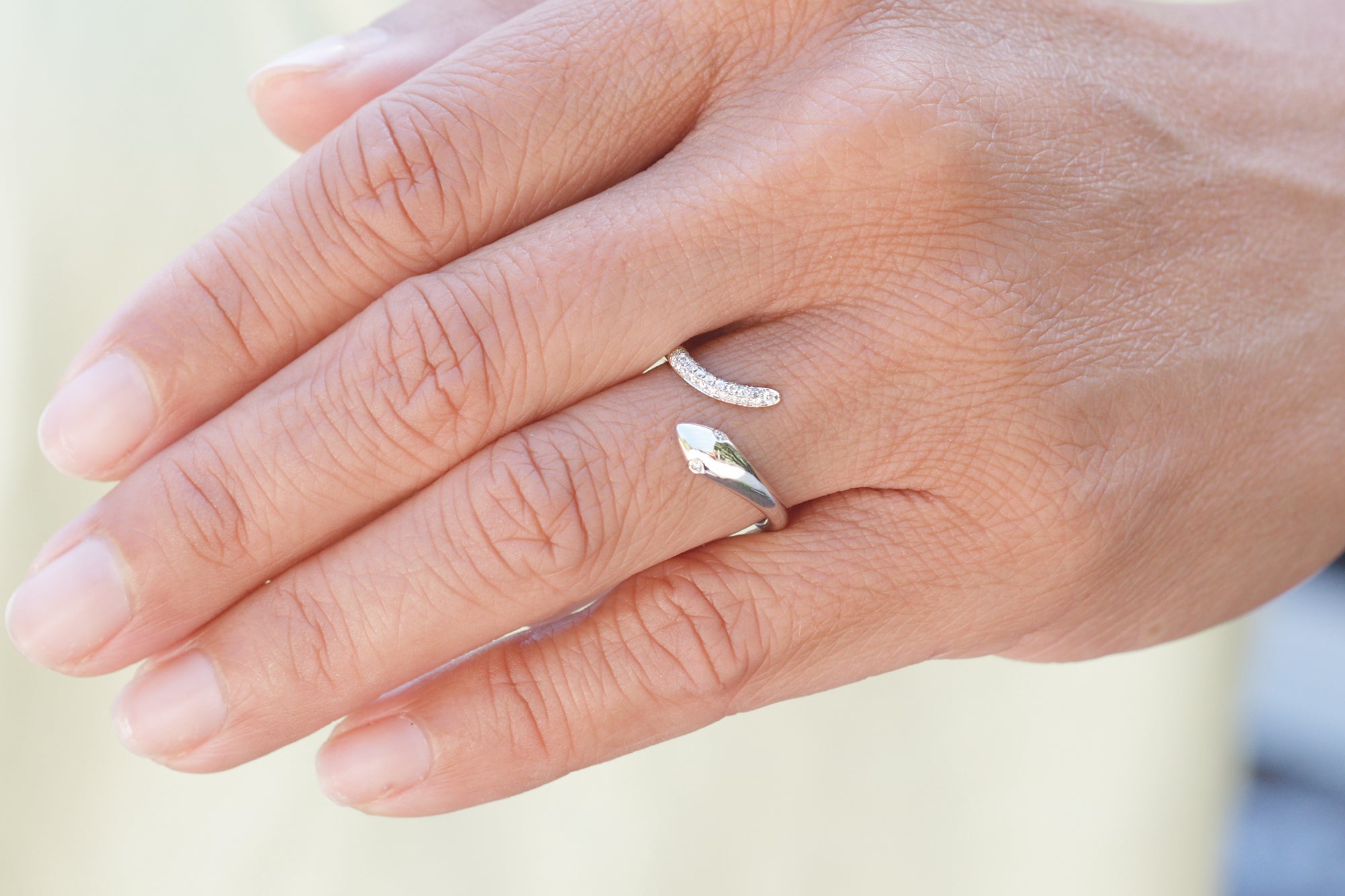 The Petite Pavé Diamond Rattle Snake Ring
