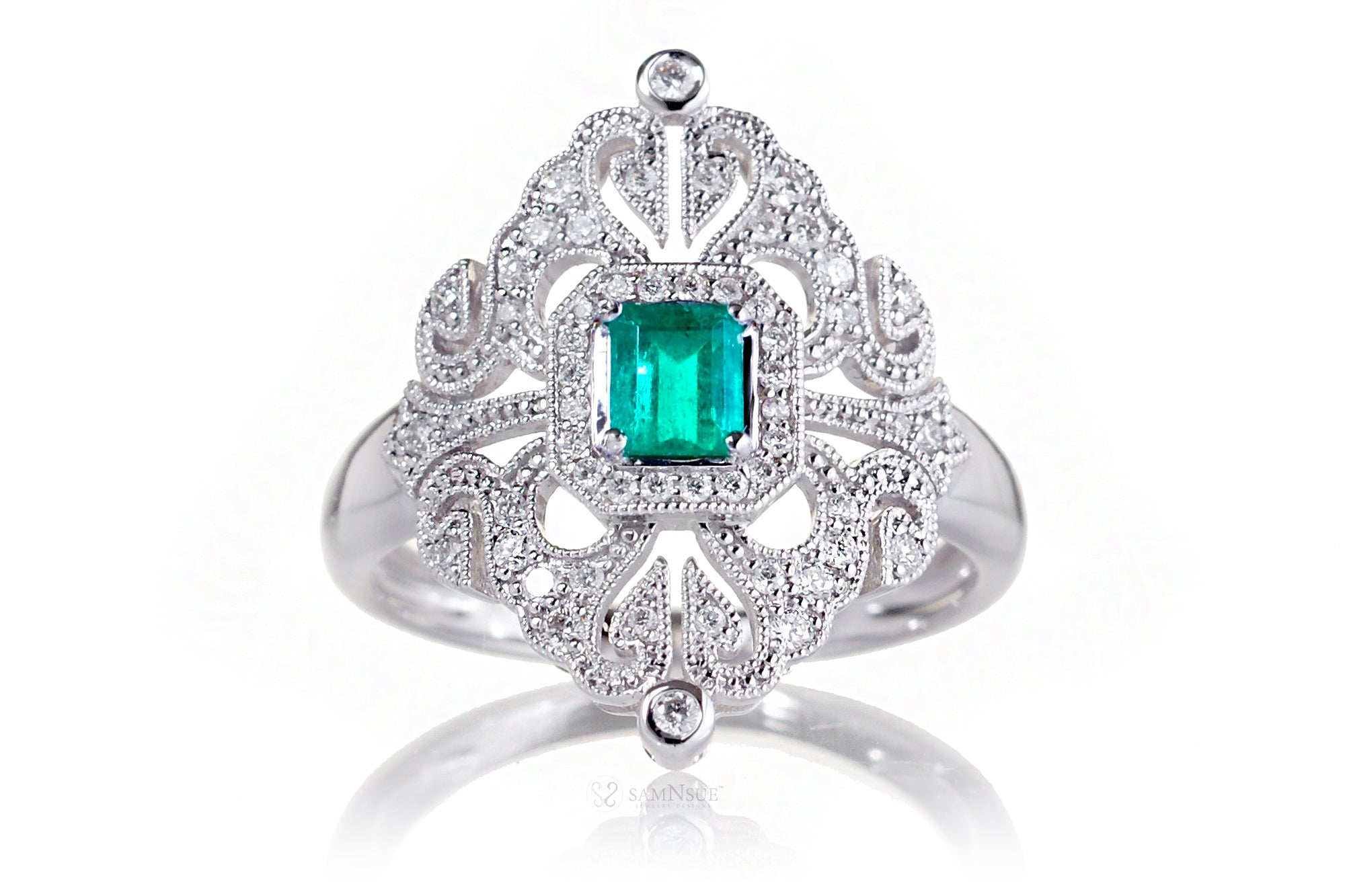 The Renée Art Deco Emerald Ring