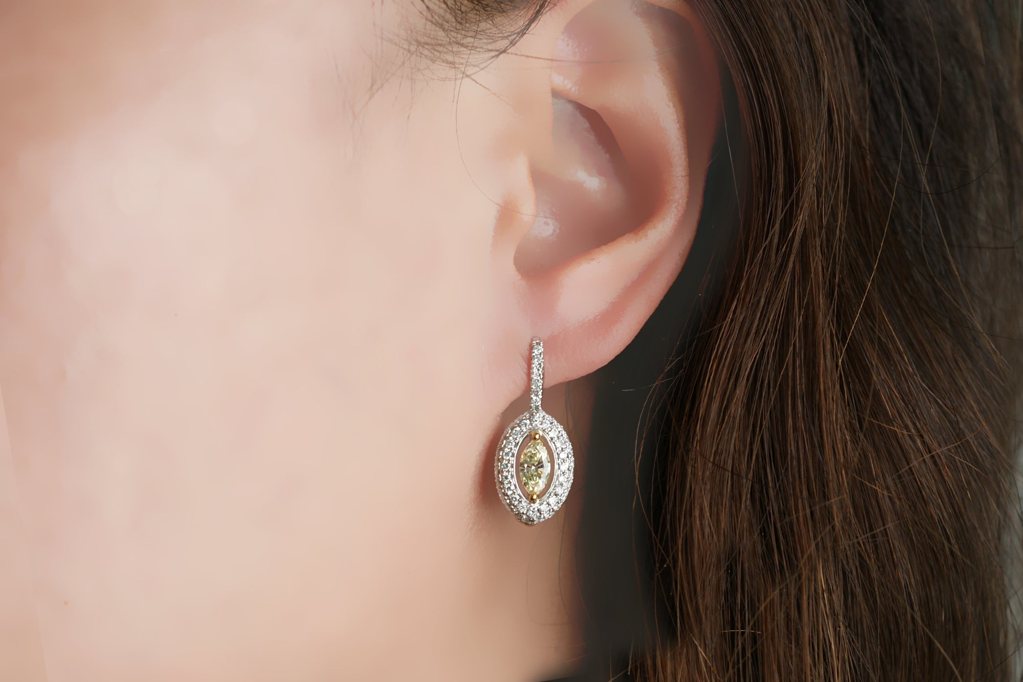The Marquise Diamond Halo Earrings