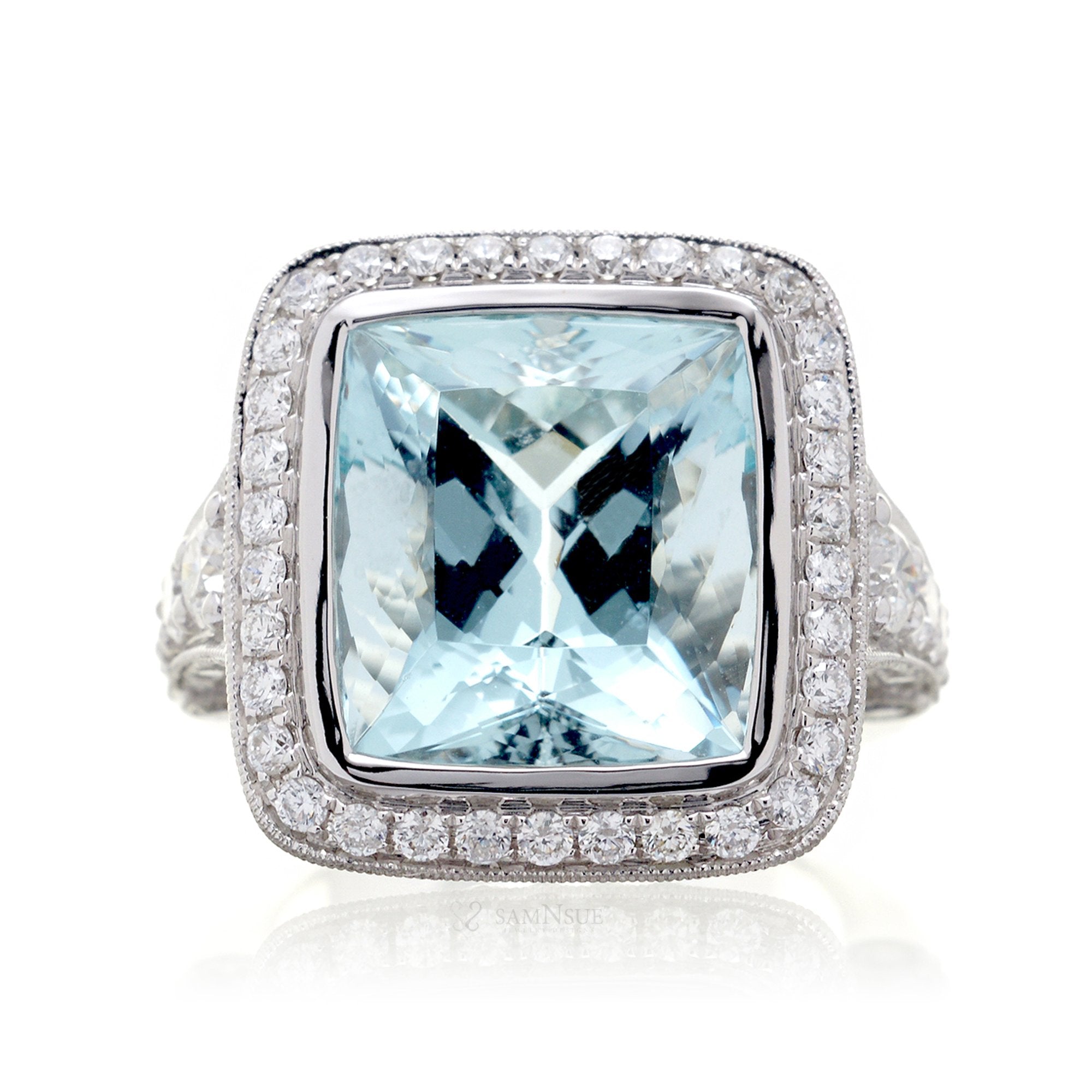 The Gwendoline Cushion Aquamarine Ring