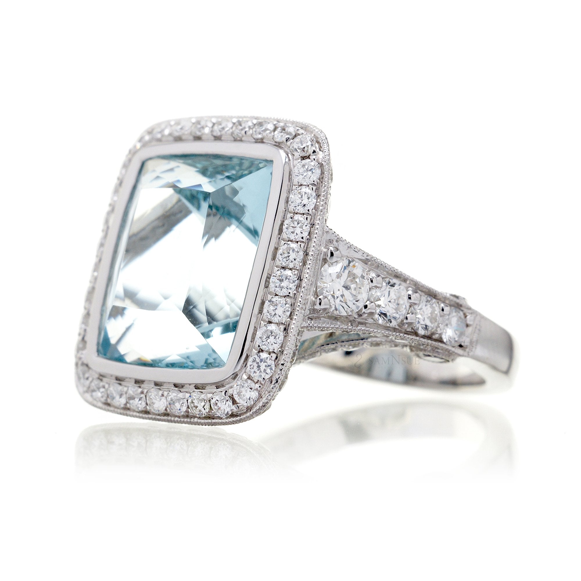 The Gwendoline Cushion Aquamarine Ring