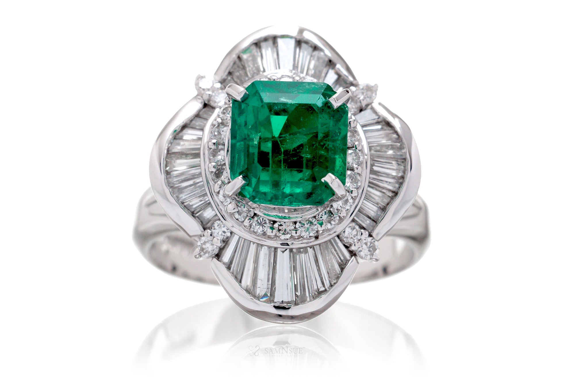 The Emersyn Step Cut Emerald Platinum Ring (2.77ct. tw.)