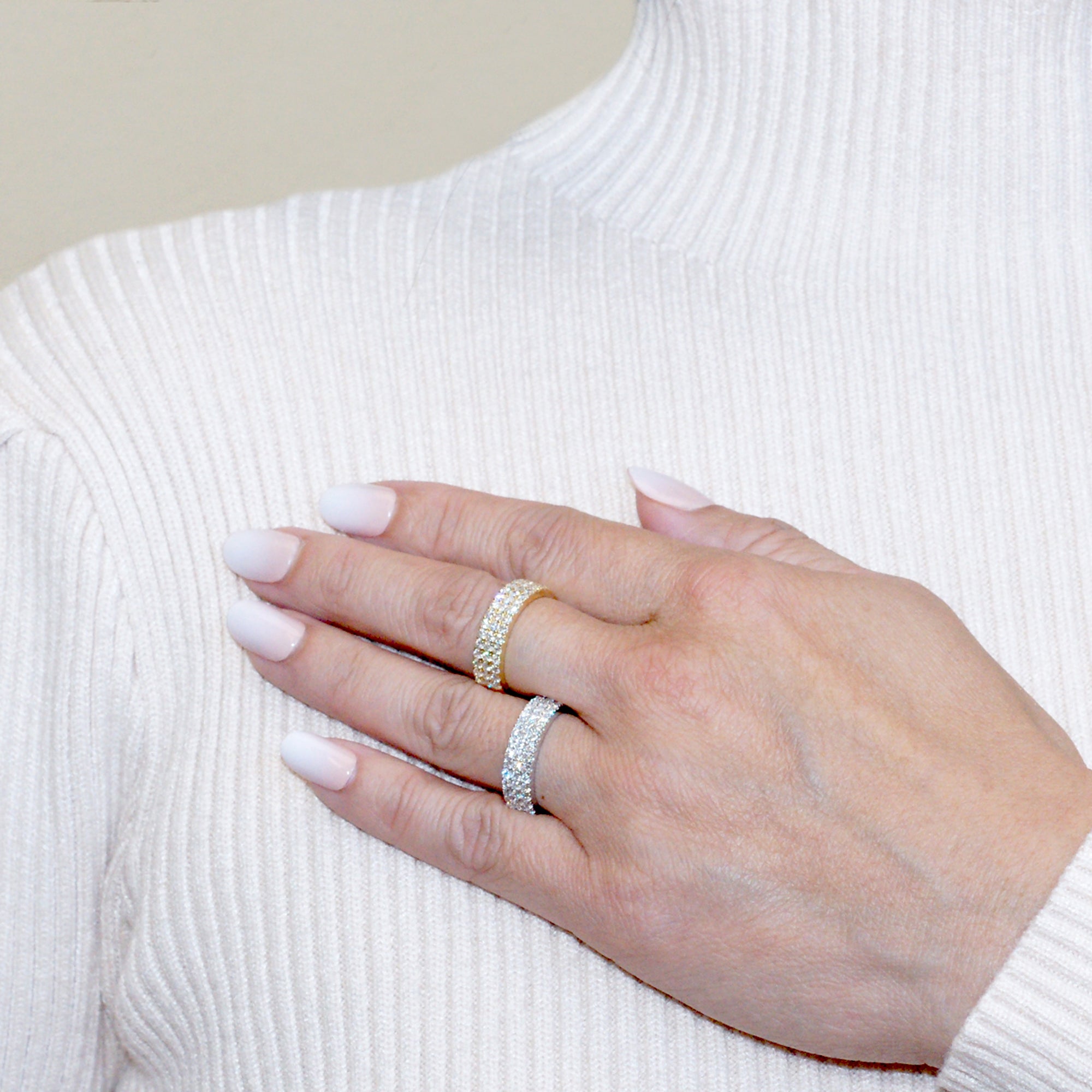 Triple Row Flat Diamond Band