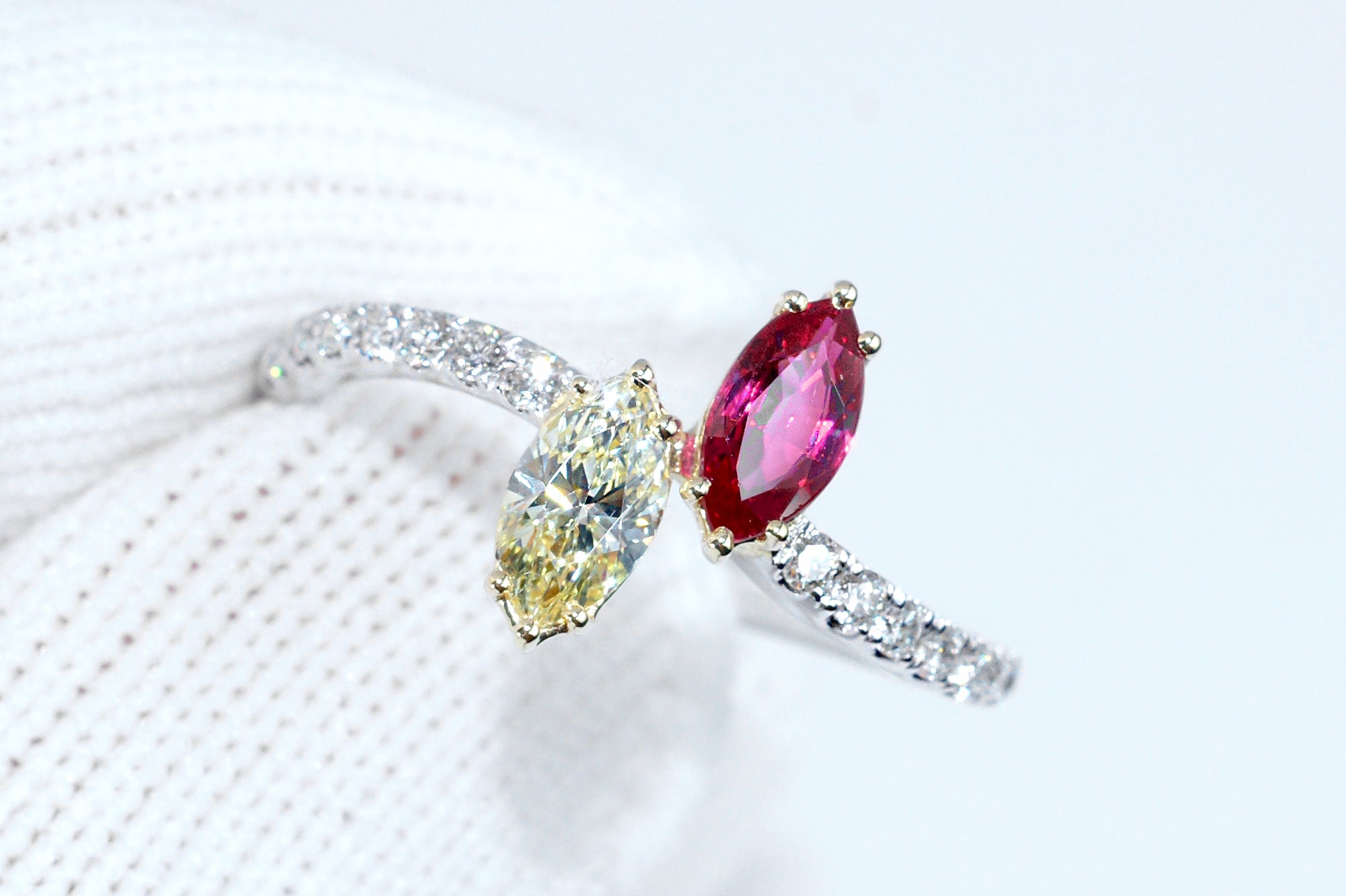 Toi Et Moi Ruby Diamond Marquise Ring