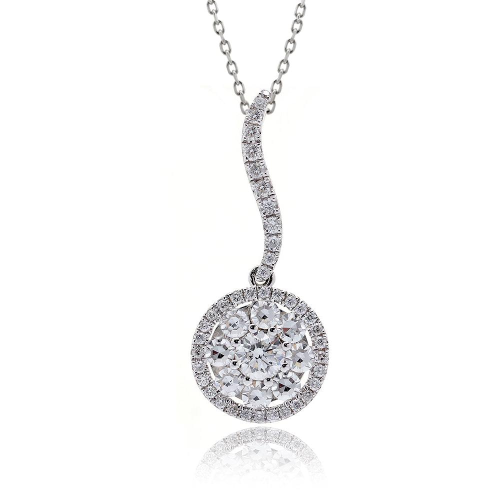 The Cluster Halo Drop Diamond Pendant (10mm)