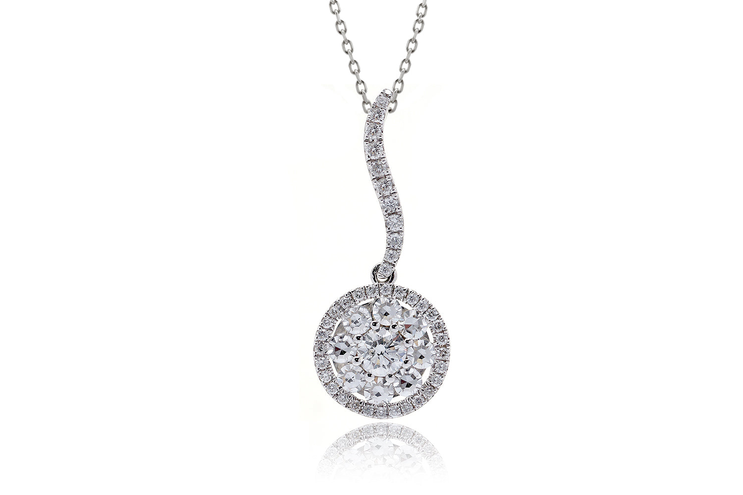 The Cluster Halo Drop Diamond Pendant (10mm)